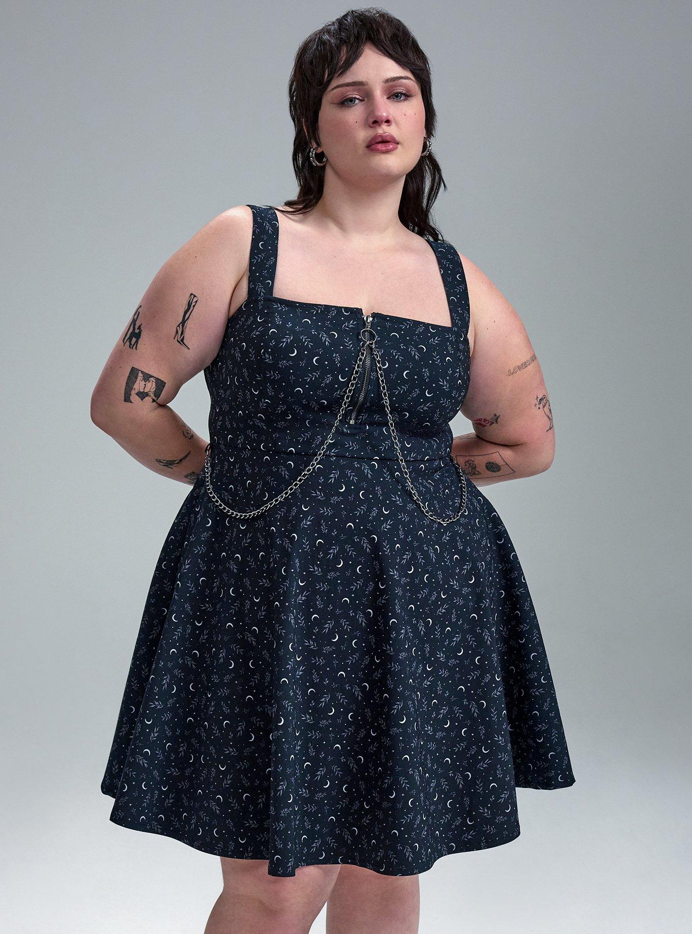Nightfall Chain Mini Dress, LOWLIGHT LEAVES BLACK, hi-res