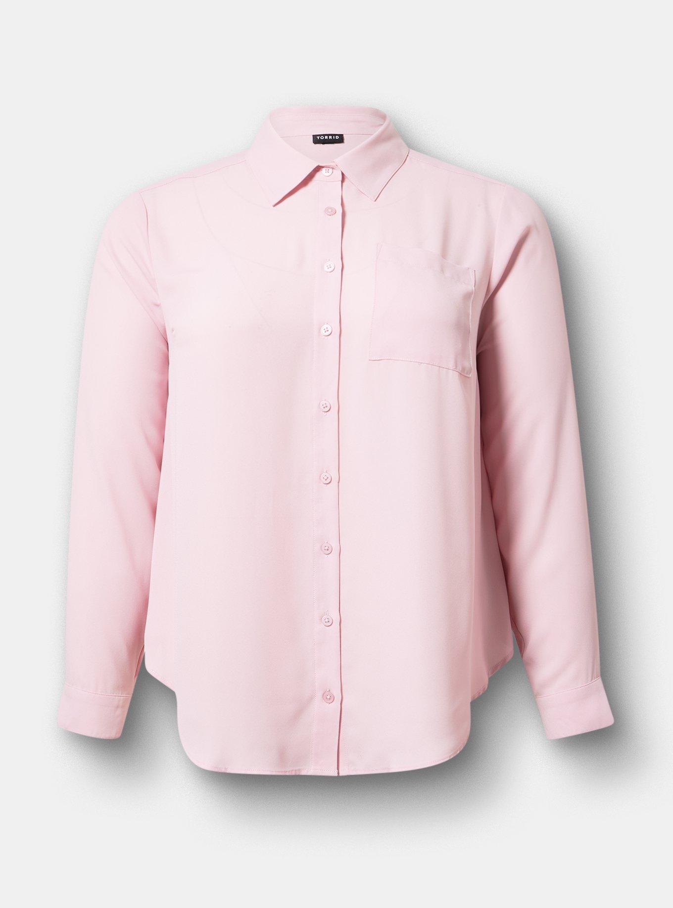 Georgette Oversized Button Down Shirt, BLEACHED MAUVE, hi-res