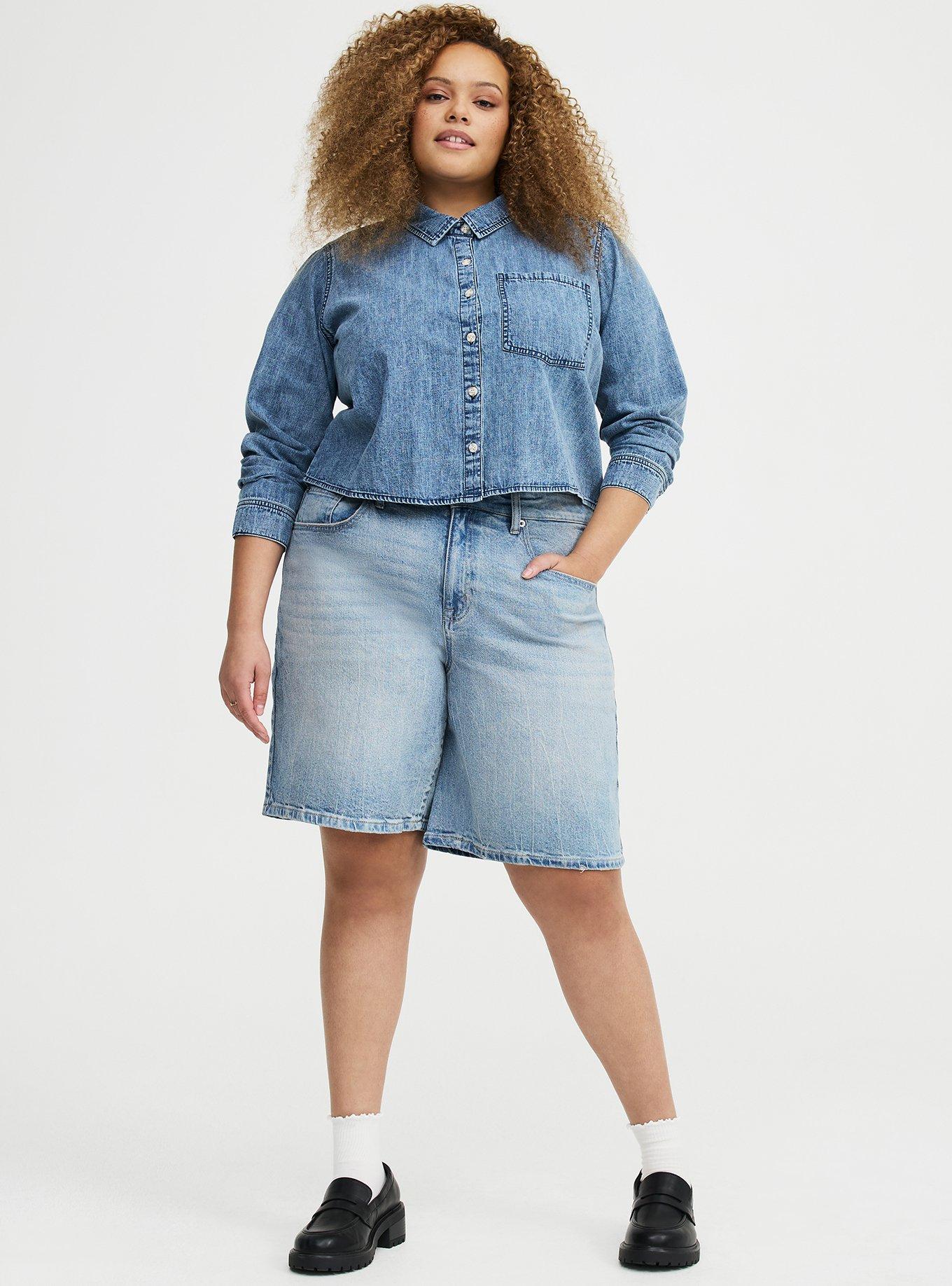 Baggy Mid-Rise Denim Jort, HOT TODDY, alternate