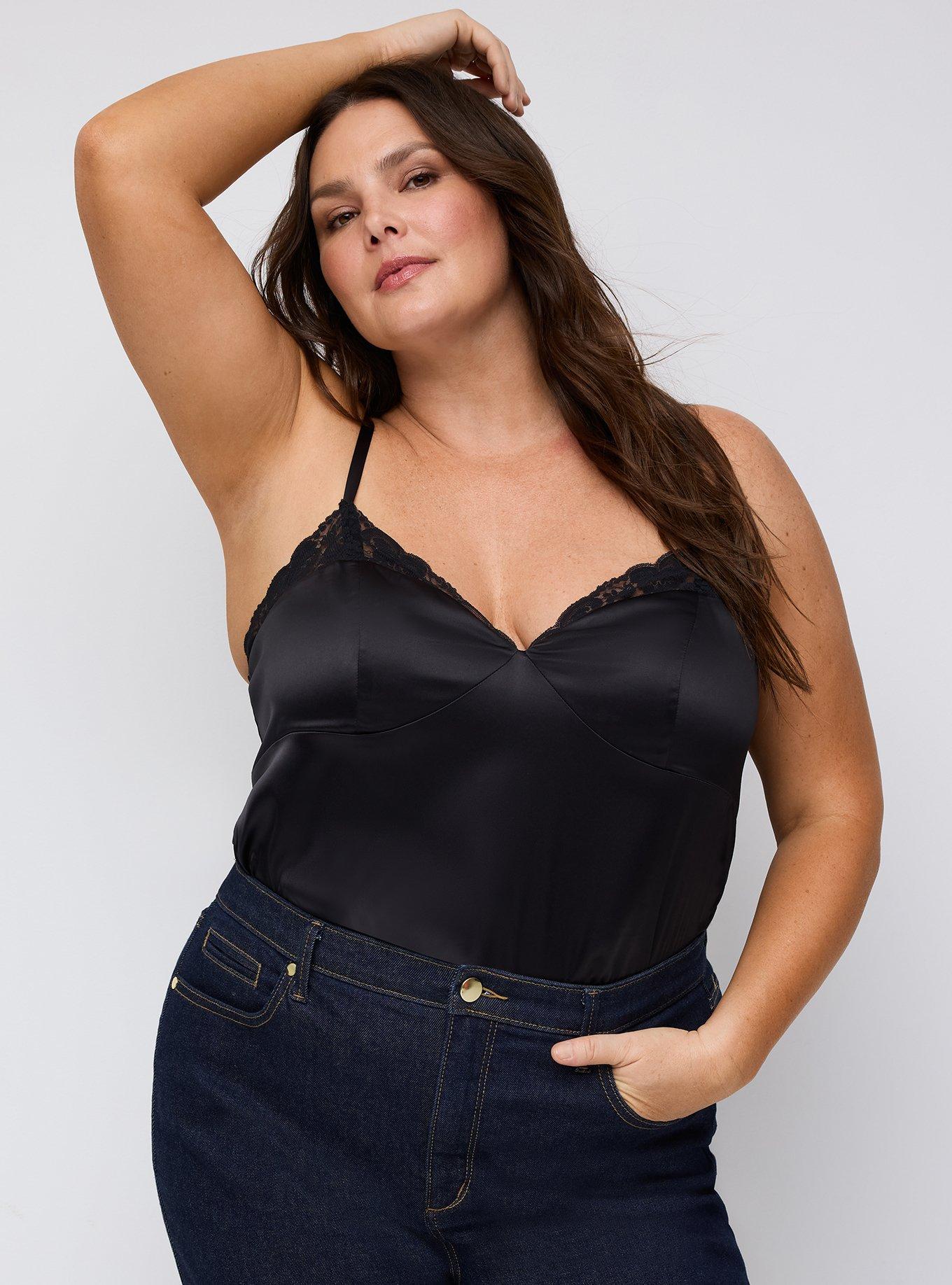 Studio Satin & Lace Camisole, DEEP BLACK, alternate