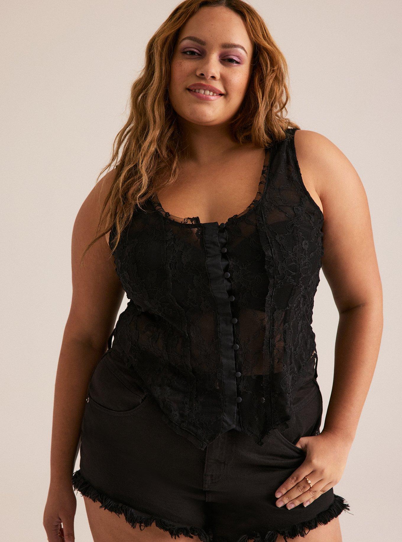 Festi Lace Corset Top, DEEP BLACK, alternate