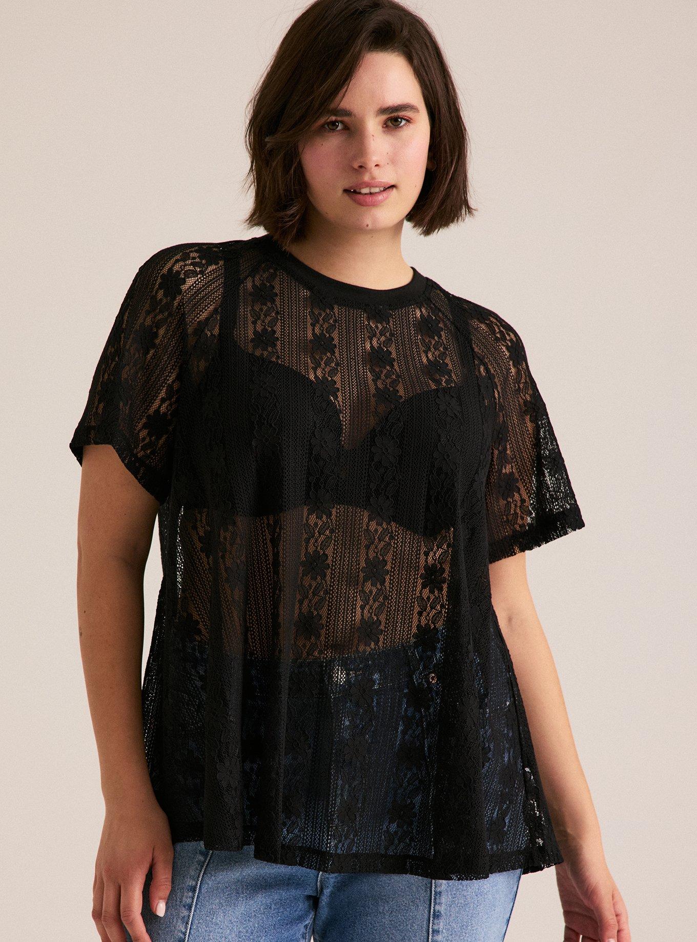 Festi Lace Crew Tee, DEEP BLACK, alternate
