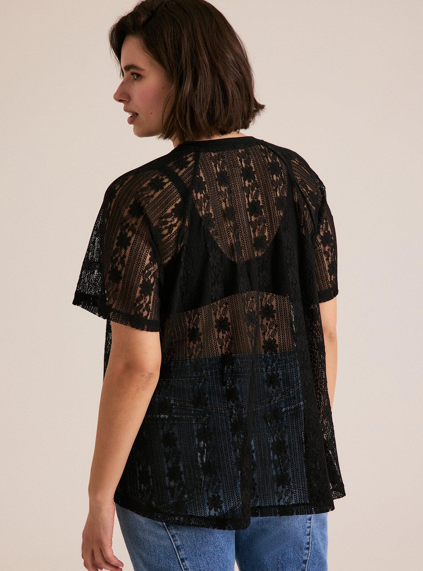 Festi Lace Crew Tee, DEEP BLACK, alternate