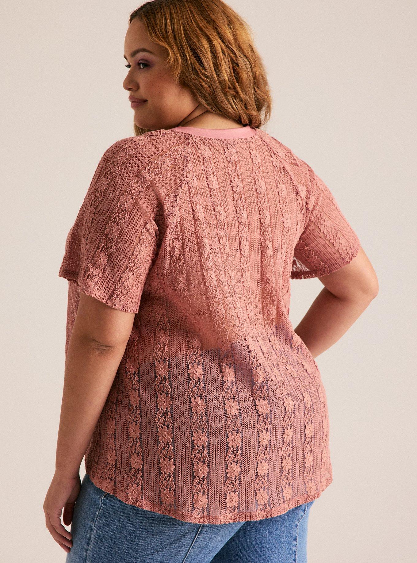 Festi Lace Crew Tee, OLD ROSE, alternate