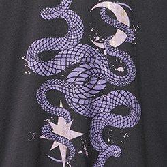 Plus Size Relaxed Cotton Roll Cuff Tee, CELESTIAL SNAKE OBSIDIAN, swatch