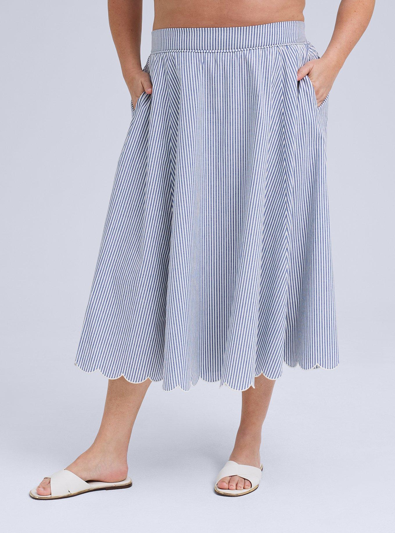 Belle Isle Scallop Edge Midi Skirt, SEDONA STRIPE BLUE, alternate