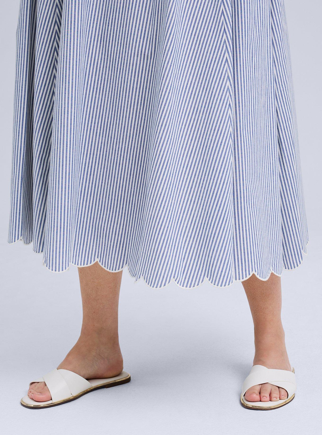 Belle Isle Scallop Edge Midi Skirt, SEDONA STRIPE BLUE, alternate