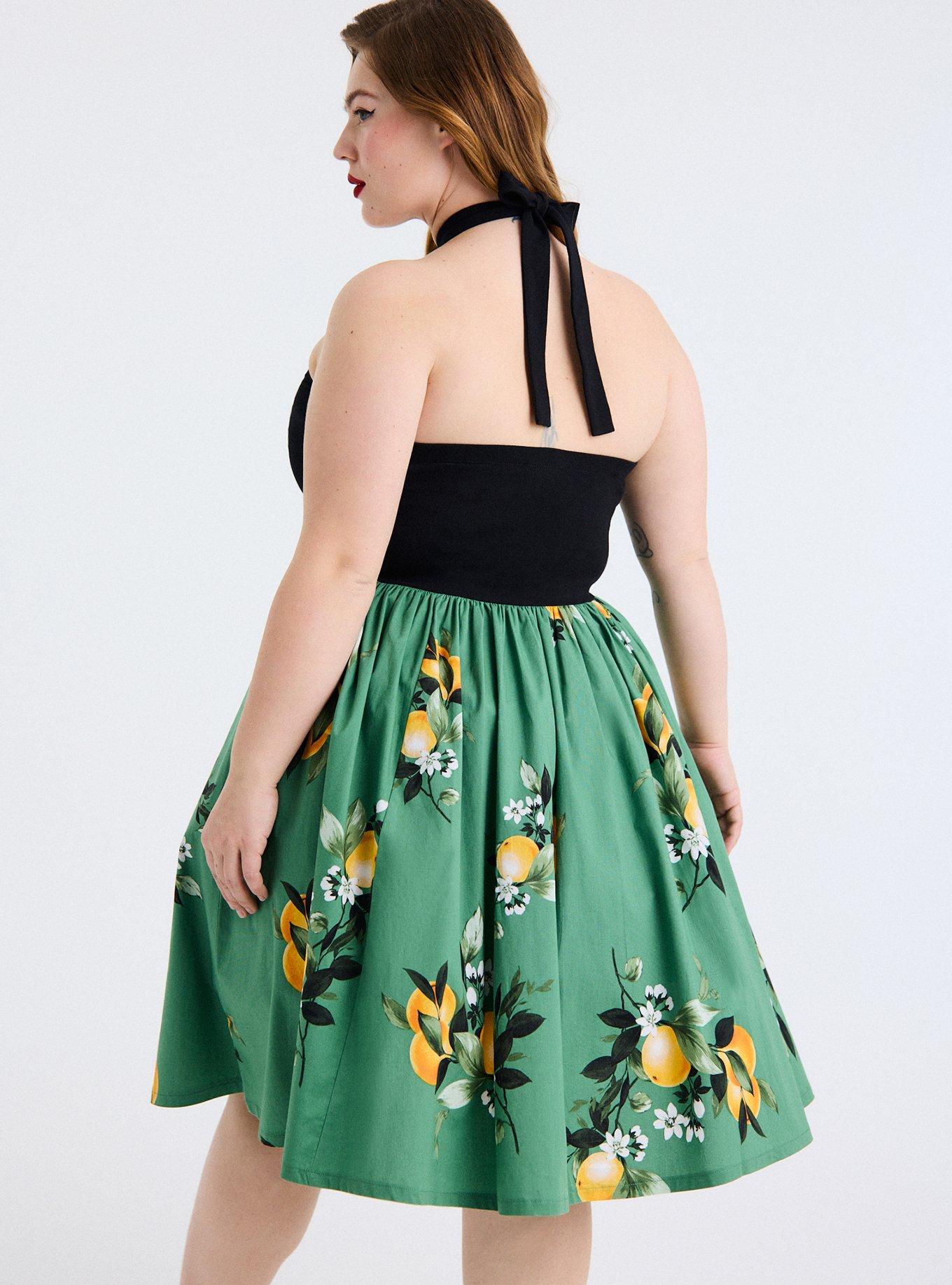 Retro Chic Twist Front Halter Midi Dress, TANG GREEN, alternate