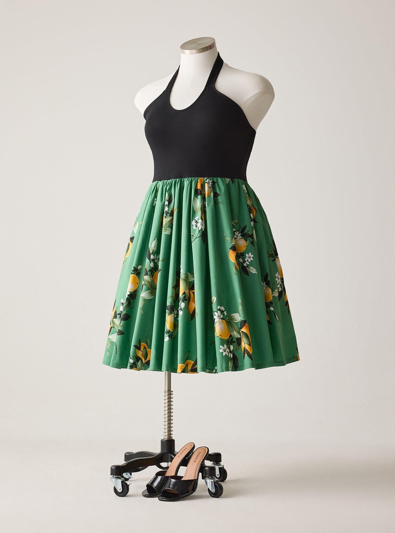 Retro Chic Twist Front Halter Midi Dress, TANG GREEN, hi-res