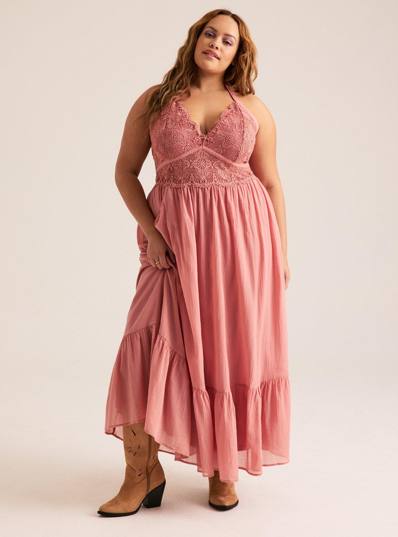 Festi Lace Inset Halter Maxi Dress, OLD ROSE, alternate