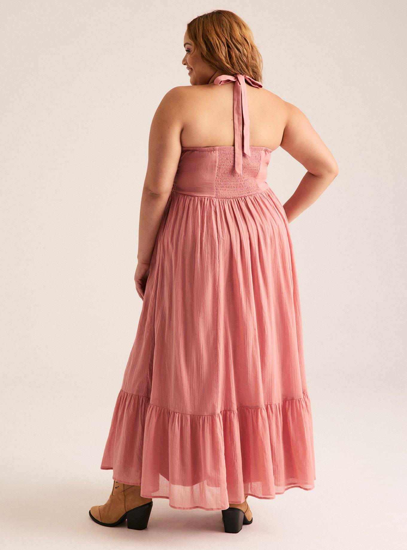 Festi Lace Inset Halter Maxi Dress, OLD ROSE, alternate