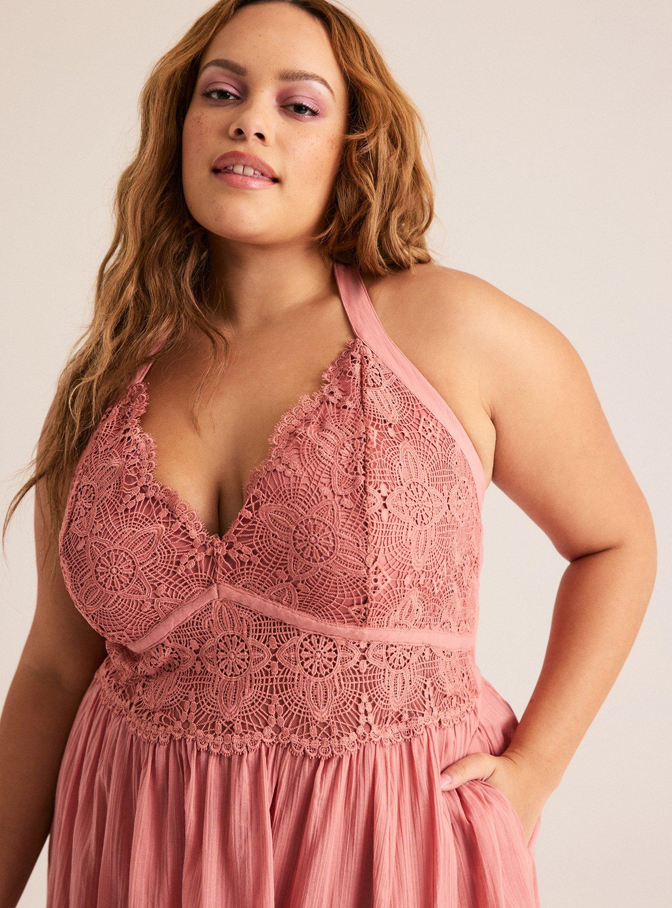 Festi Lace Inset Halter Maxi Dress, OLD ROSE, alternate