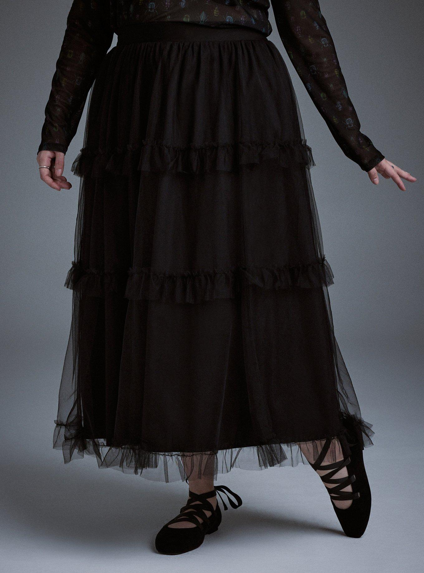 Nightfall Layered Tulle Skirt, DEEP BLACK, alternate