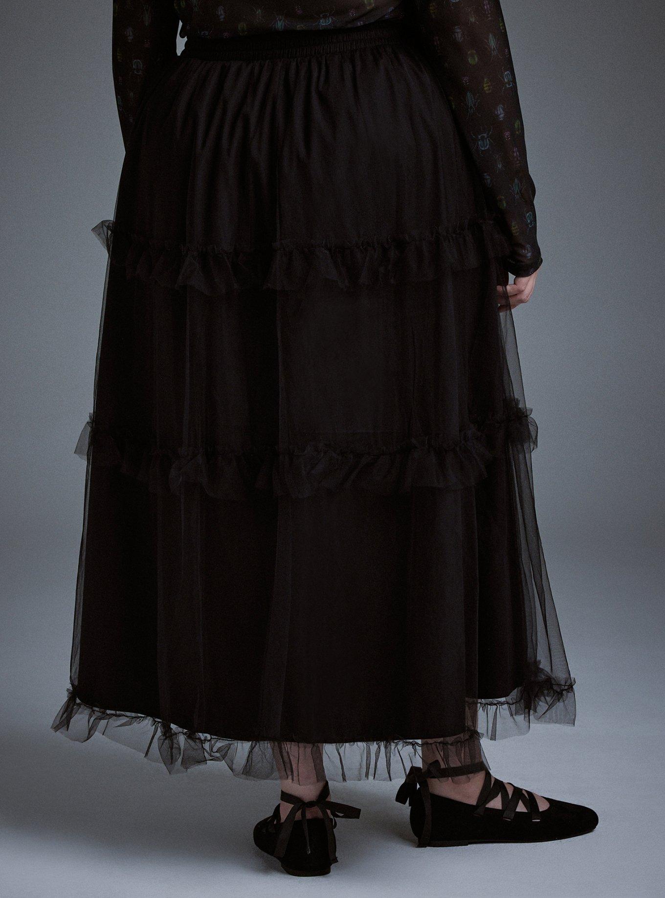 Nightfall Layered Tulle Skirt, DEEP BLACK, alternate