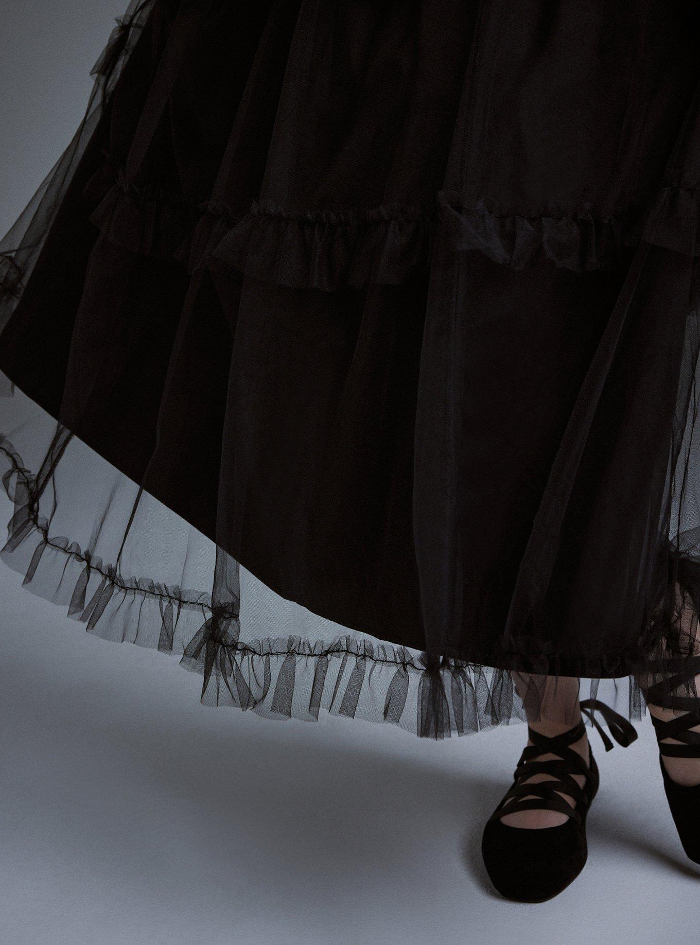 Nightfall Layered Tulle Skirt, DEEP BLACK, alternate