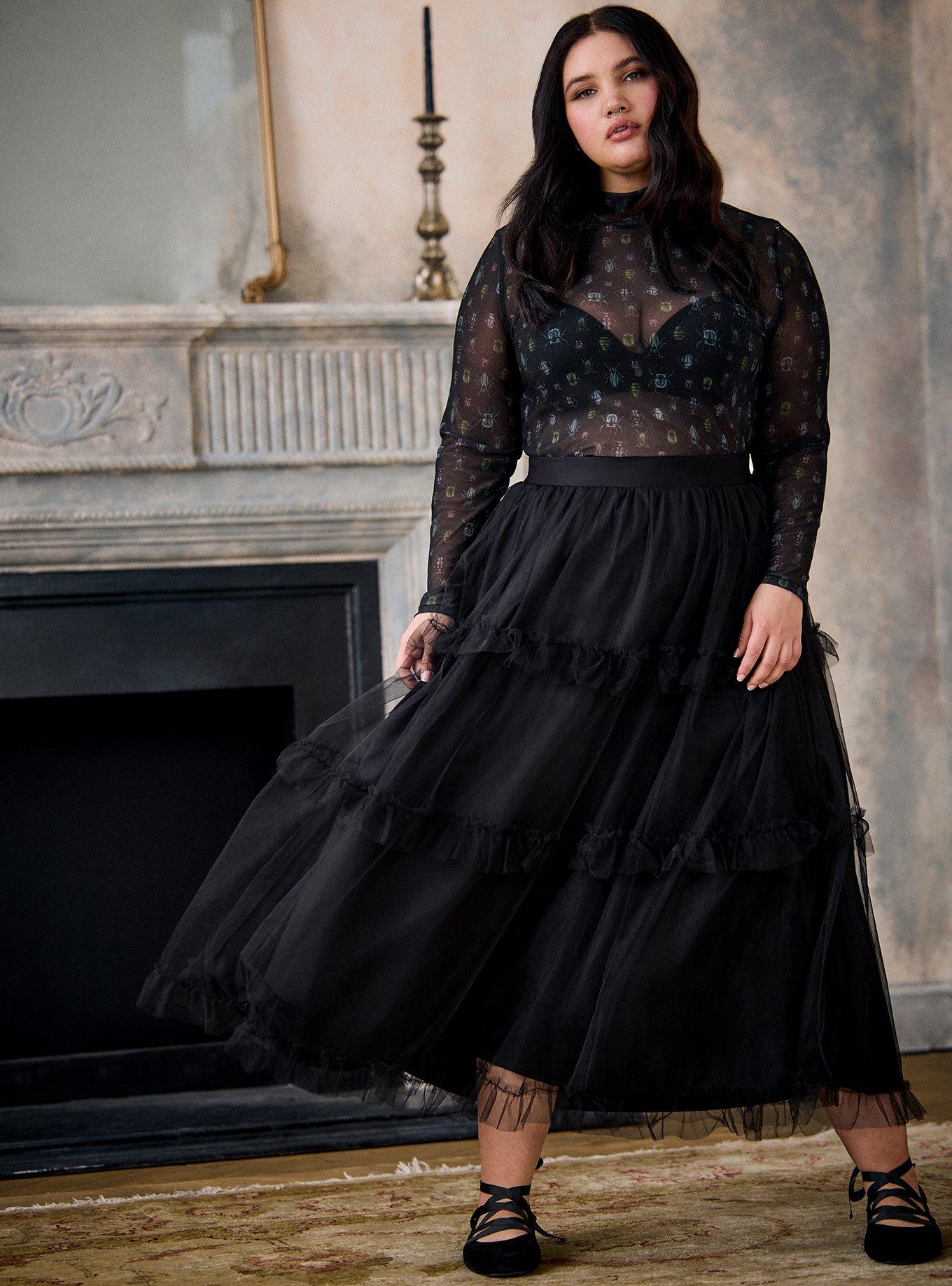 Nightfall Layered Tulle Skirt, DEEP BLACK, hi-res