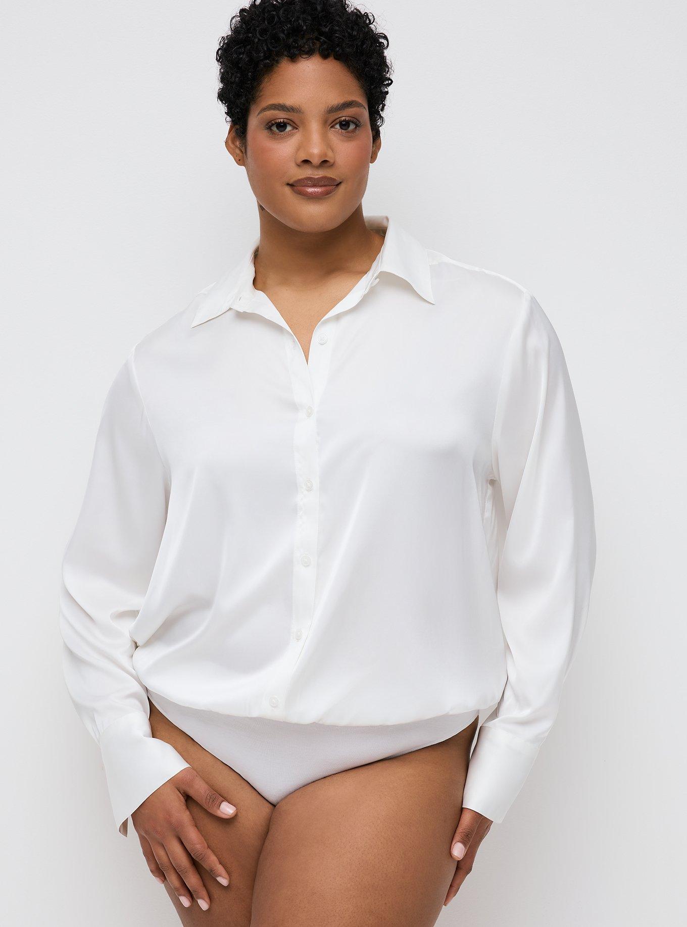 Studio Collared Button-Down Bodysuit, BLANC DE BLANC, alternate