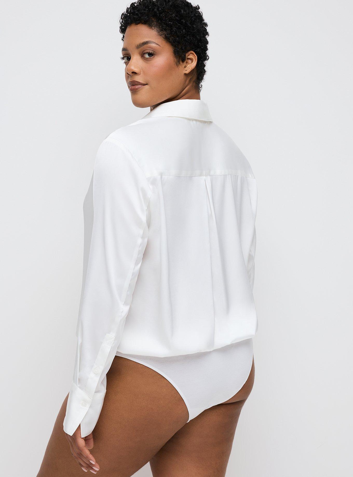Studio Collared Button-Down Bodysuit, BLANC DE BLANC, alternate