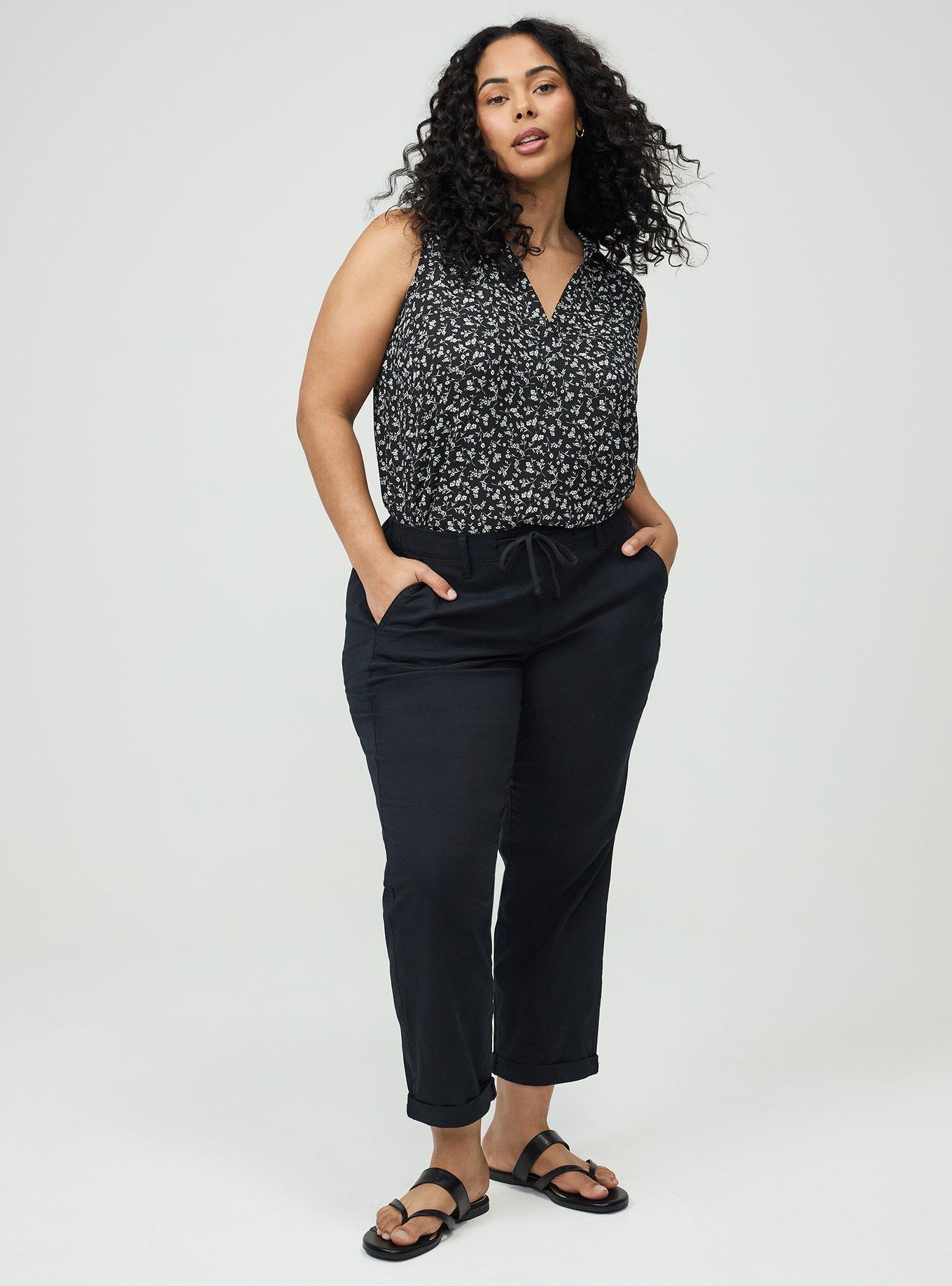 Weekend Mid-Rise Twill Straight Pant, DEEP BLACK, alternate