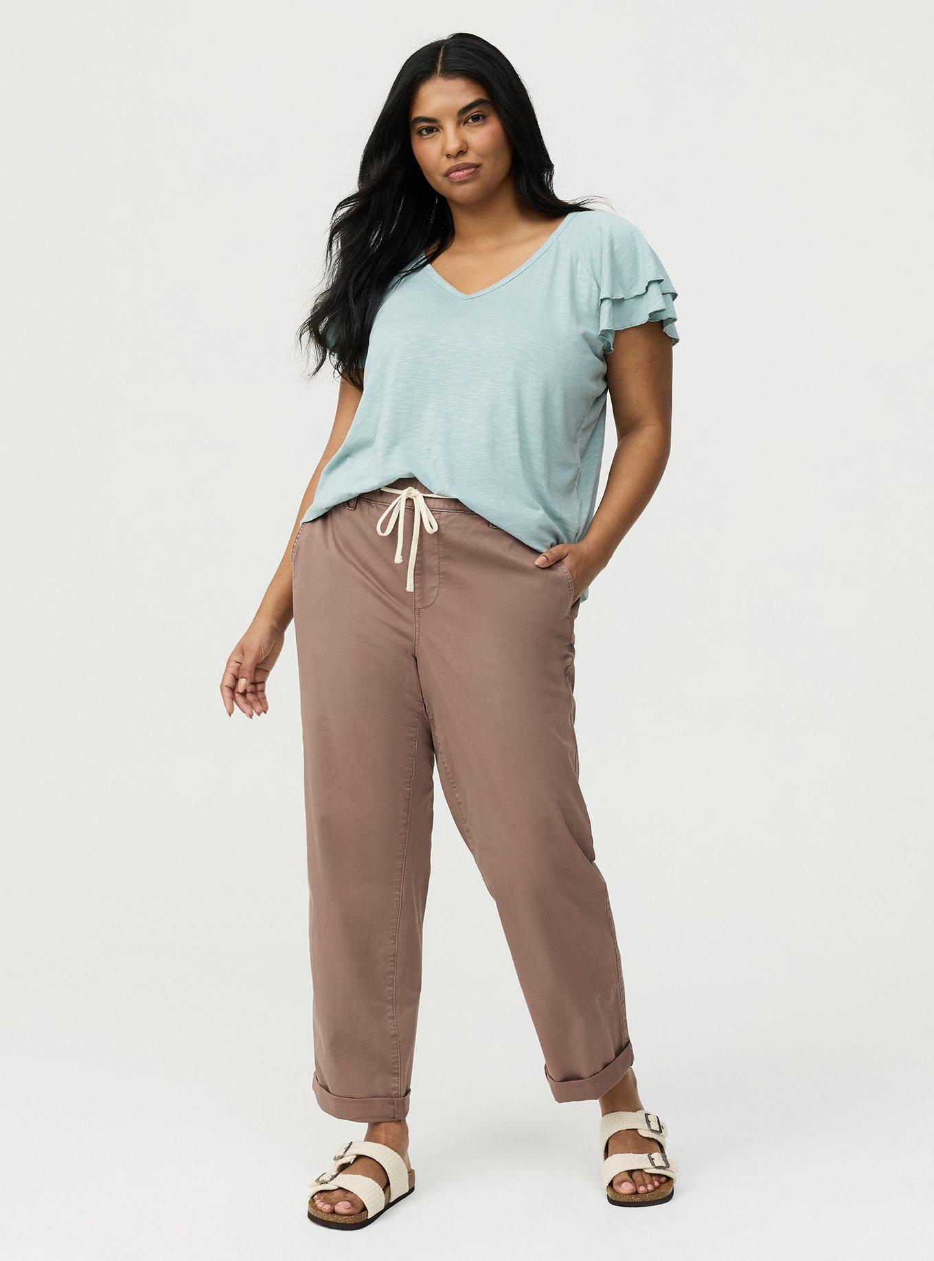 Weekend Mid-Rise Twill Straight Pant, DEEP TAUPE, hi-res