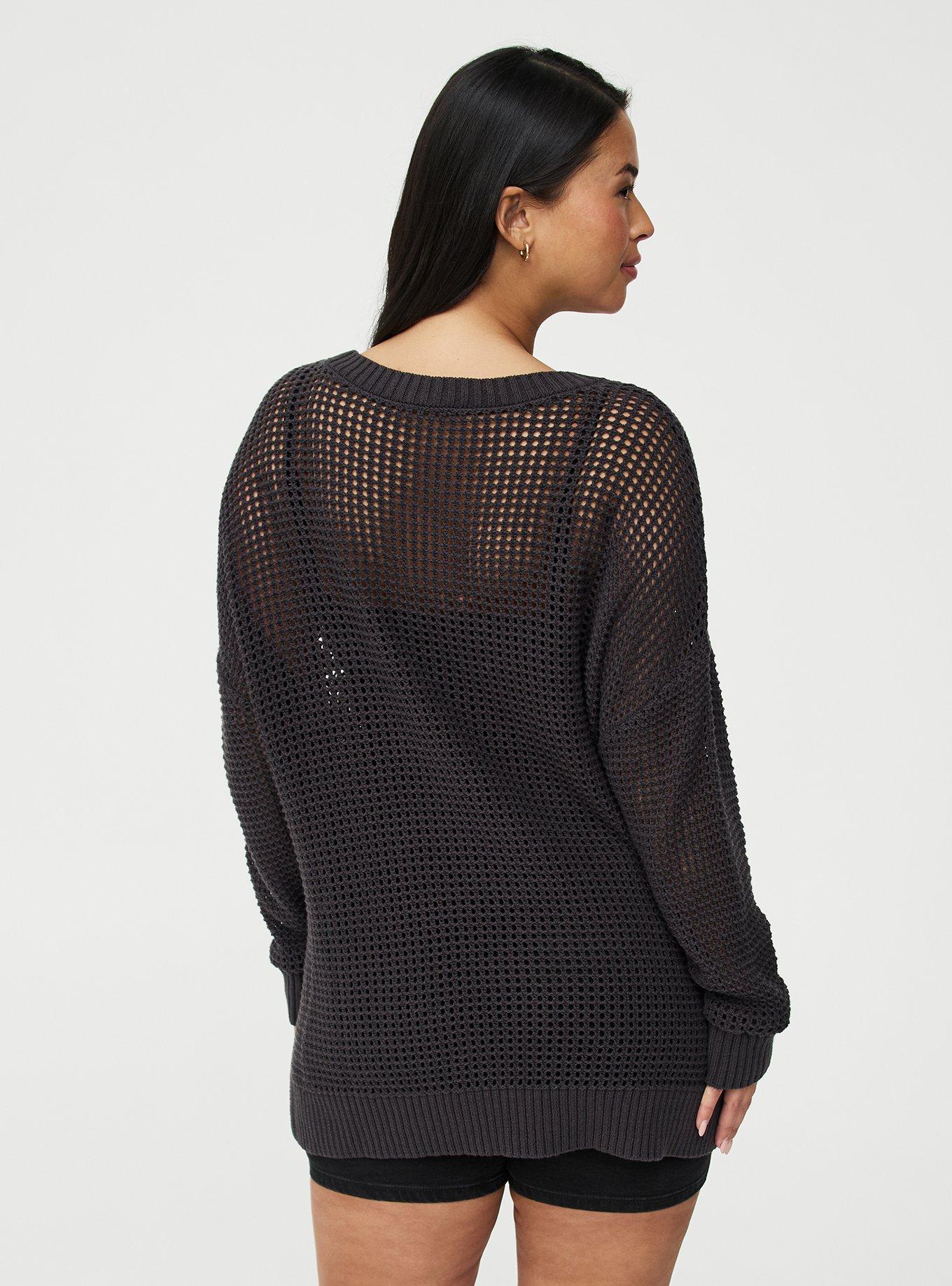 Open Stitch Crew Pullover Sweater, PHANTOM, alternate