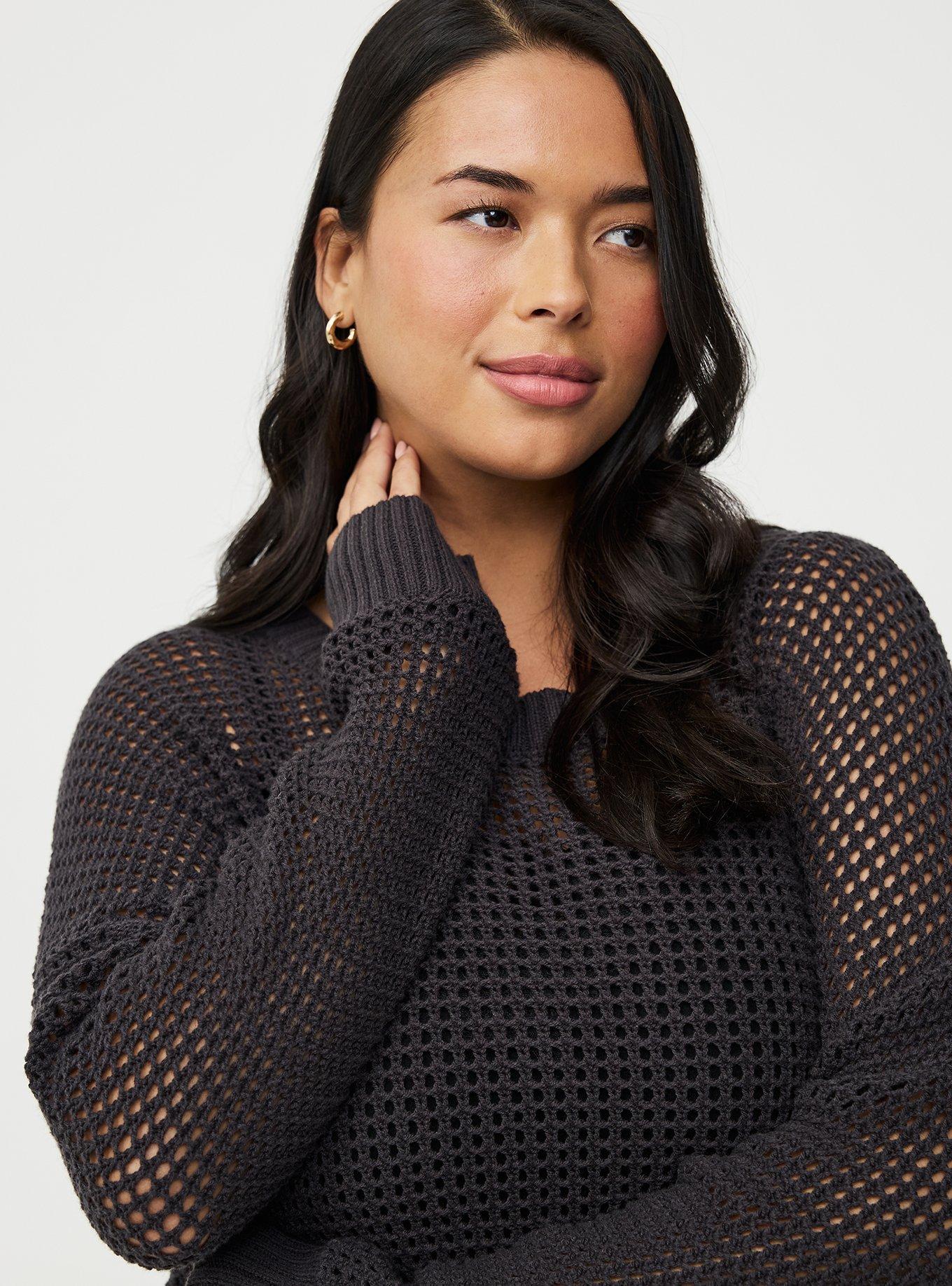 Open Stitch Crew Pullover Sweater, PHANTOM, alternate