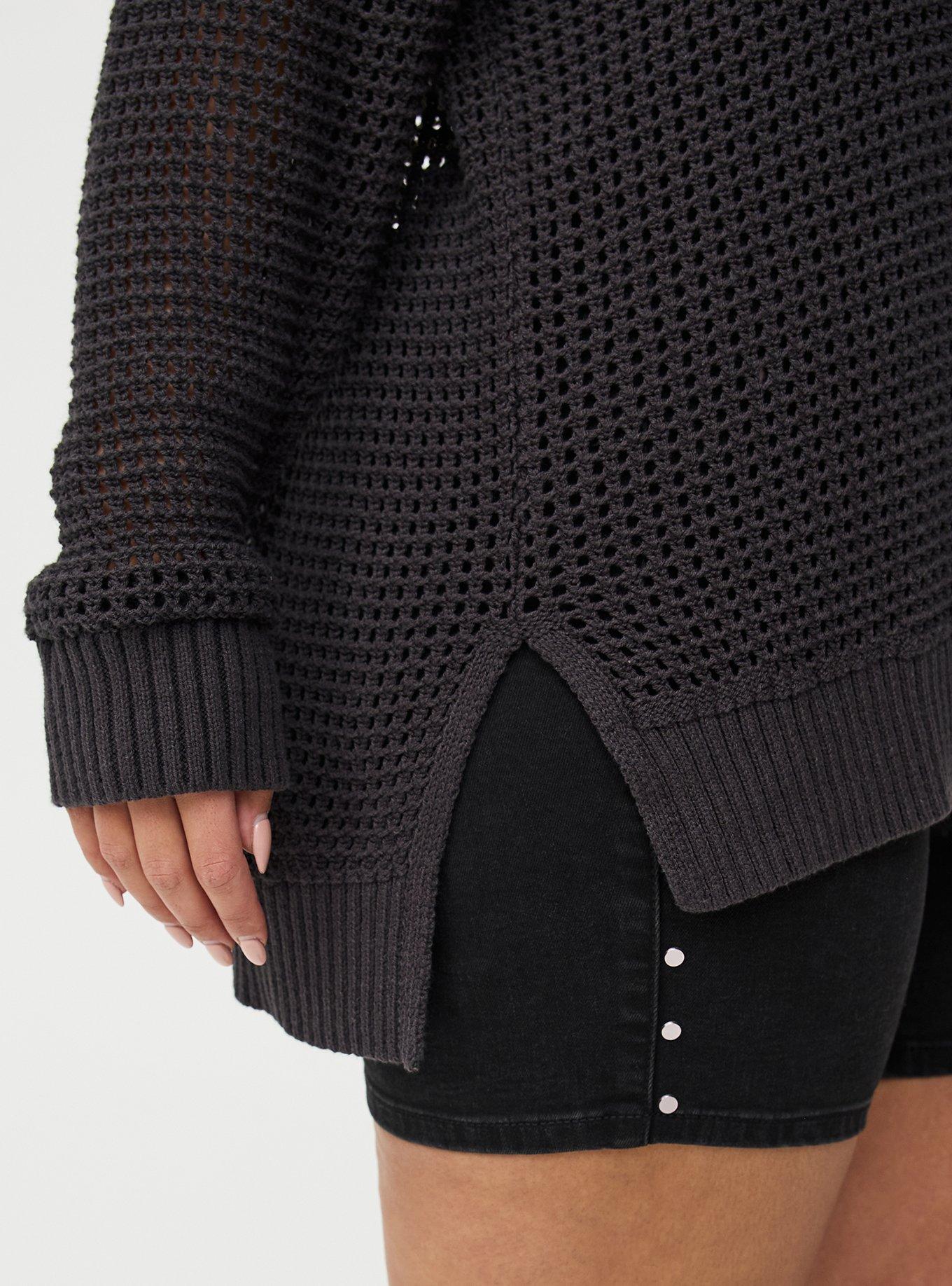 Open Stitch Crew Pullover Sweater, PHANTOM, alternate