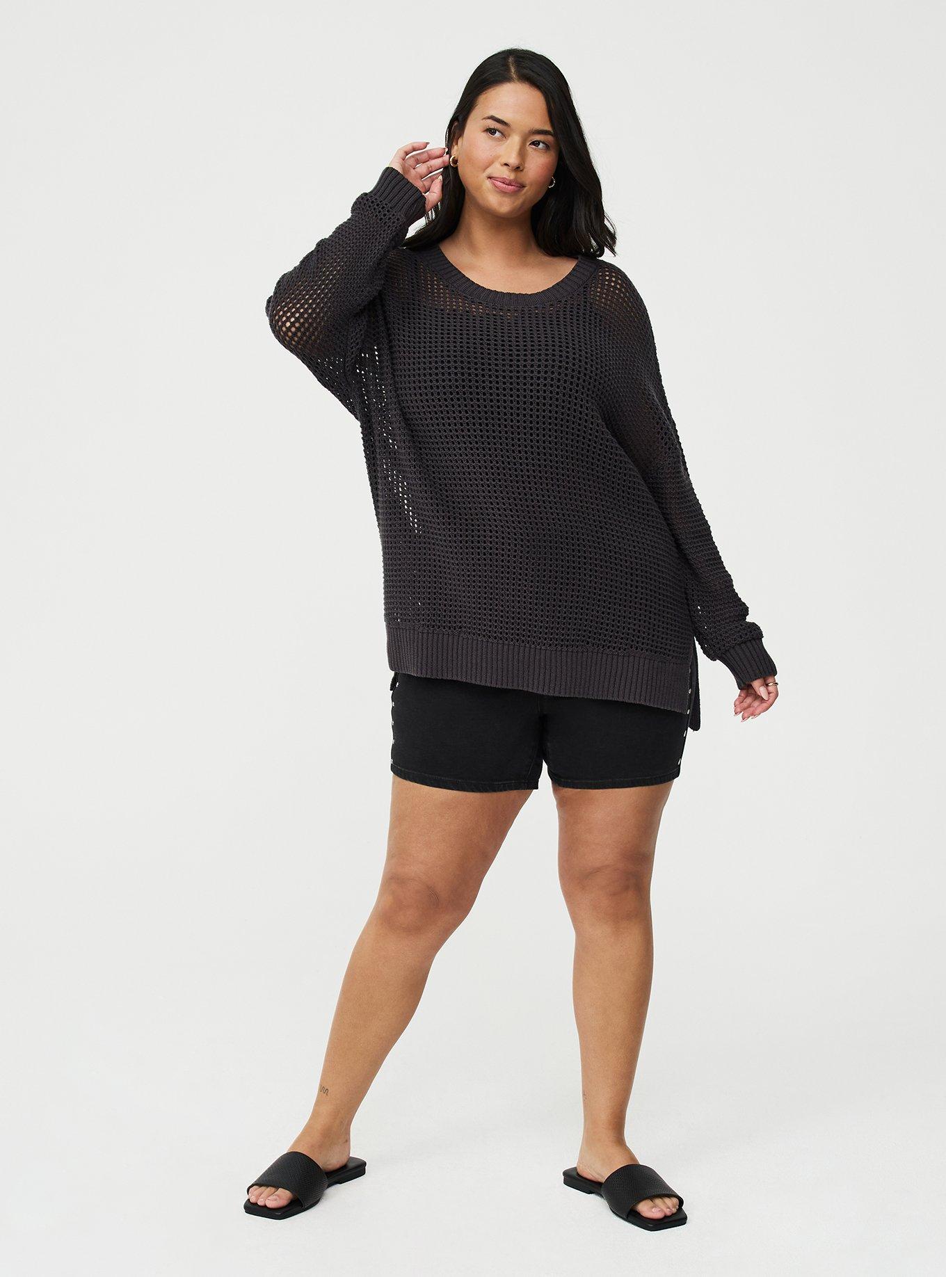 Open Stitch Crew Pullover Sweater, PHANTOM, alternate