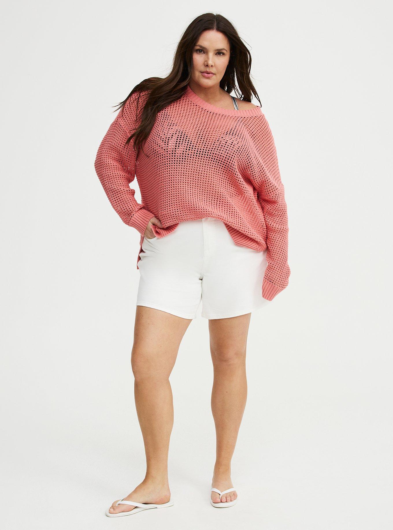 Open Stitch Crew Pullover Sweater, LANTANA, alternate