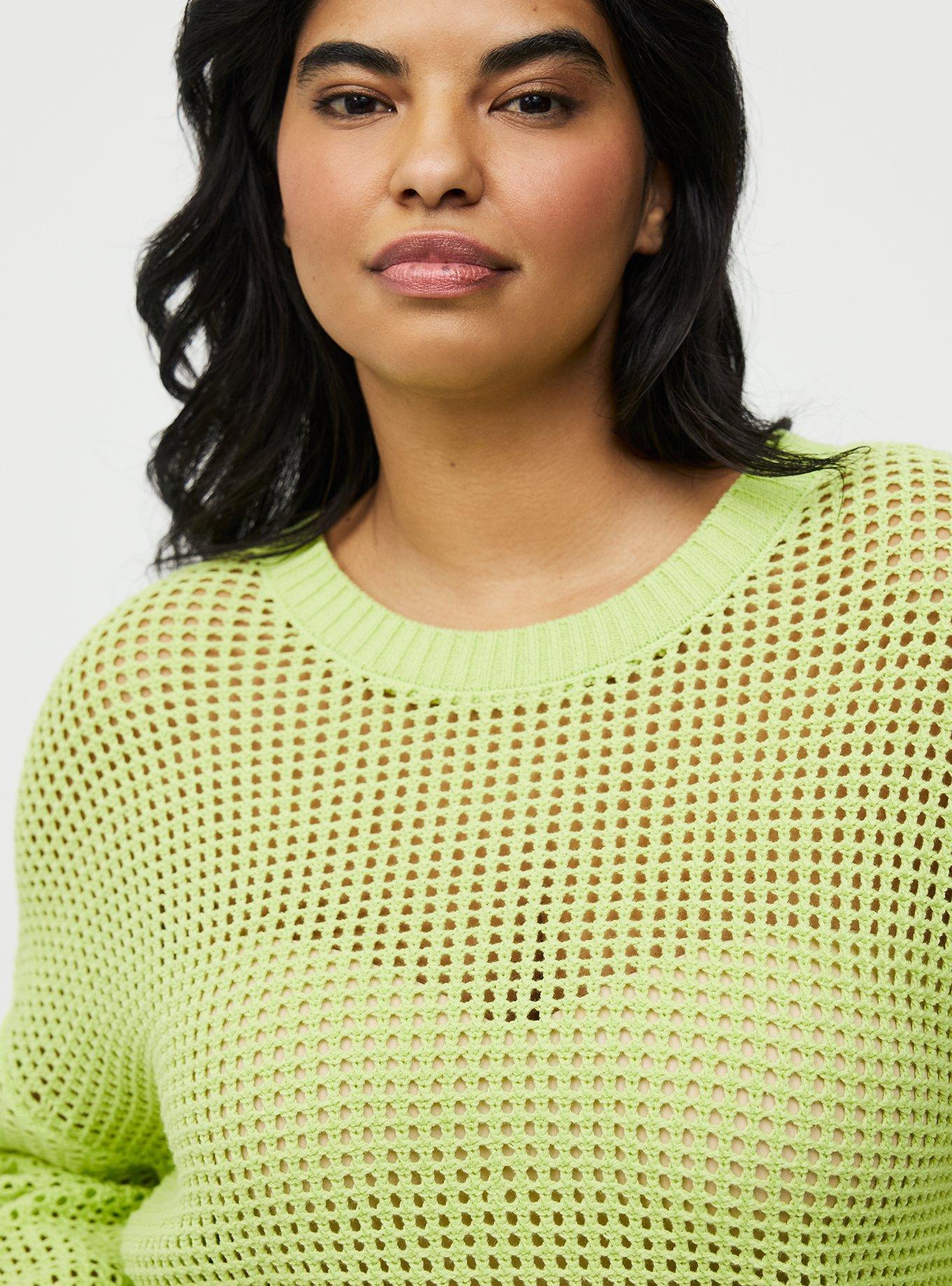 Open Stitch Crew Pullover Sweater, ASIAN PEAR, alternate
