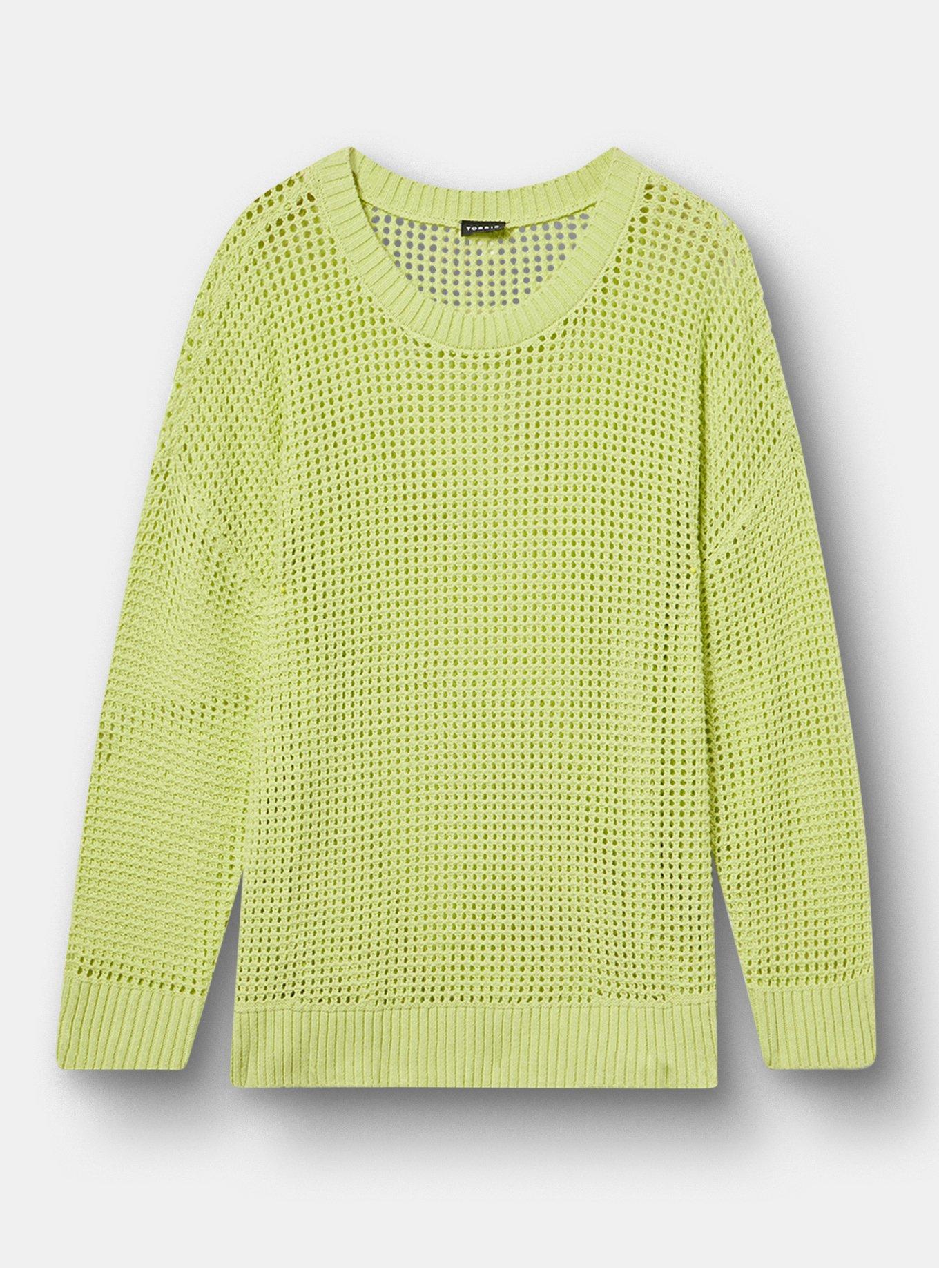Open Stitch Crew Pullover Sweater, ASIAN PEAR, hi-res