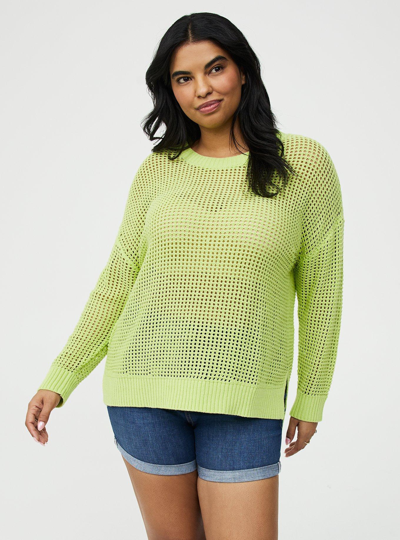 Open Stitch Crew Pullover Sweater, ASIAN PEAR, hi-res