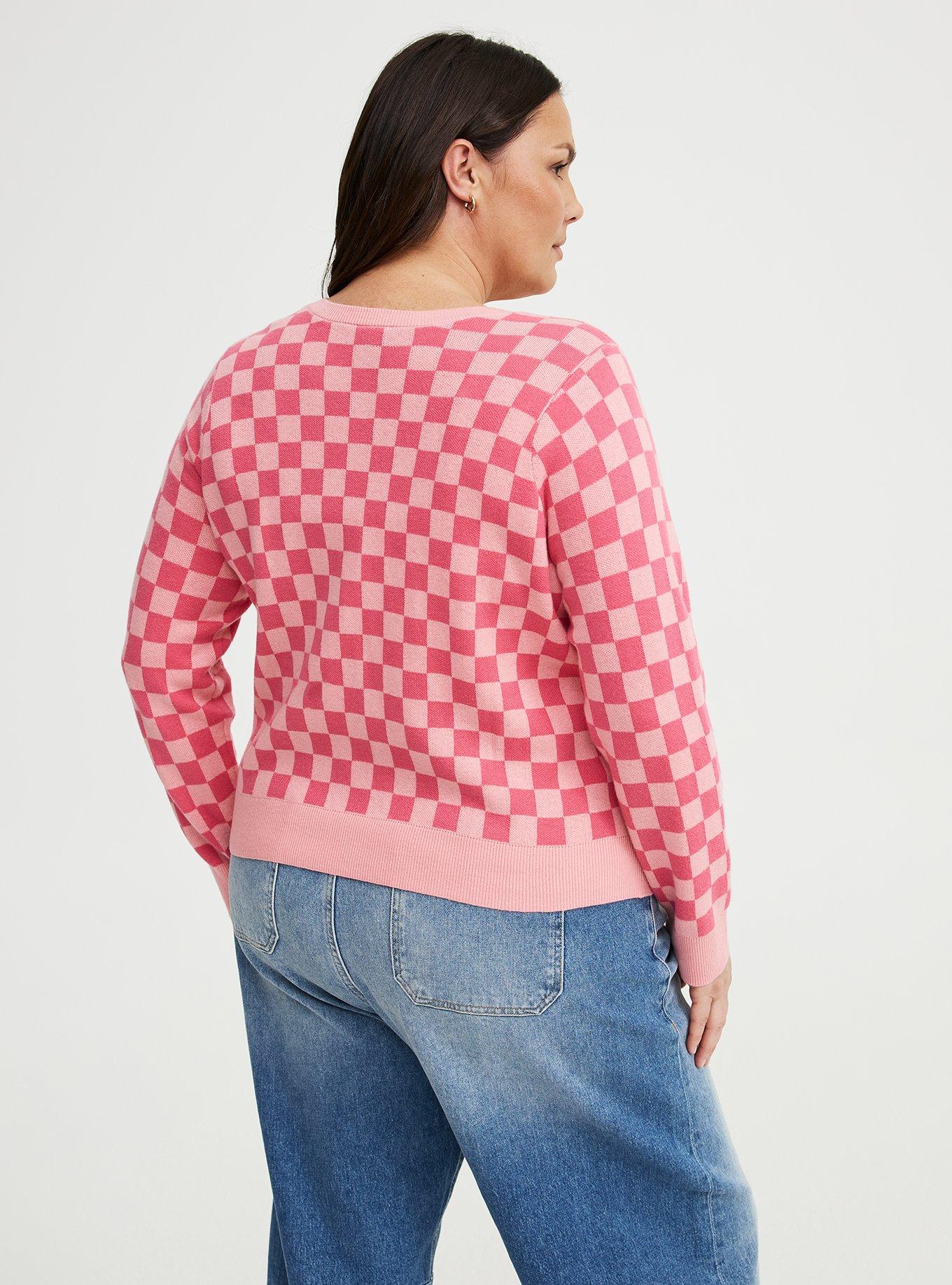 Luxe Cozy Crew Cardigan, FRUIT DOVE TONAL CHECK, alternate