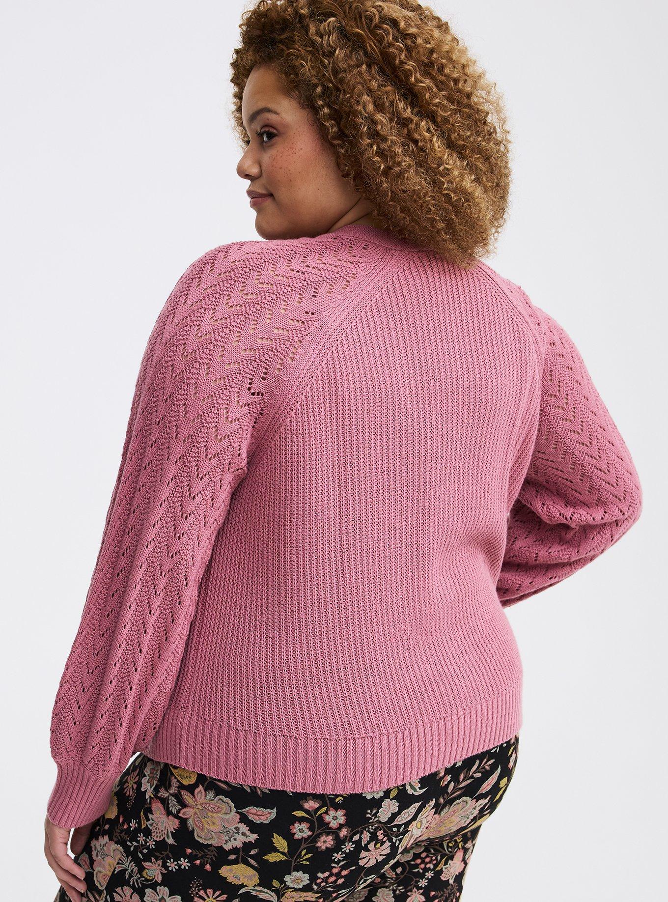Pointelle Sleeve Cardigan, MESA ROSE, alternate