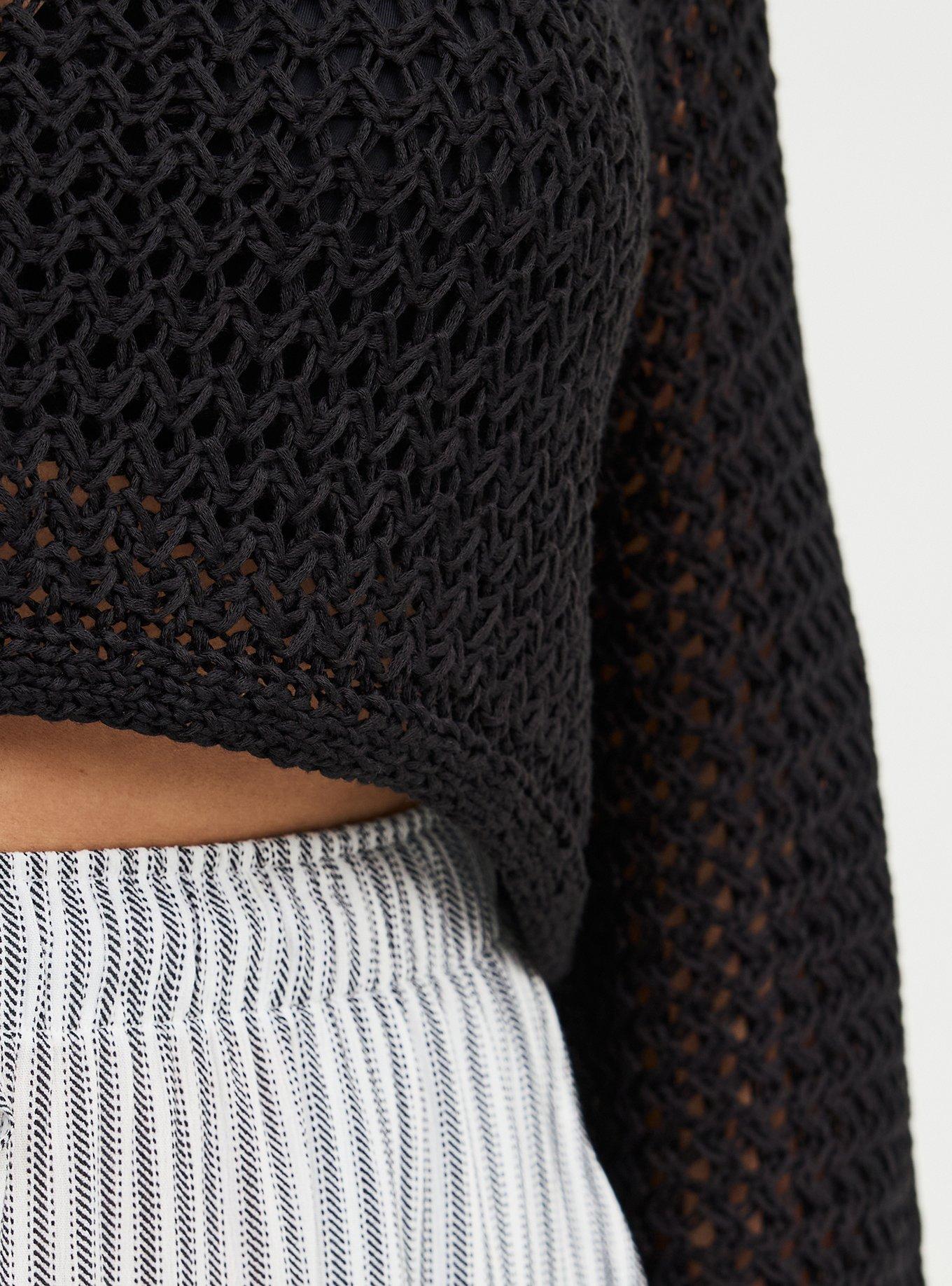 Open Stitch Pullover Shrug, DEEP BLACK, alternate