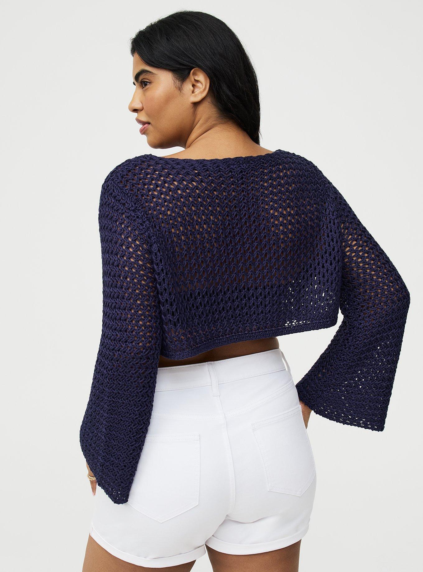 Open Stitch Pullover Shrug, PEACOAT, alternate