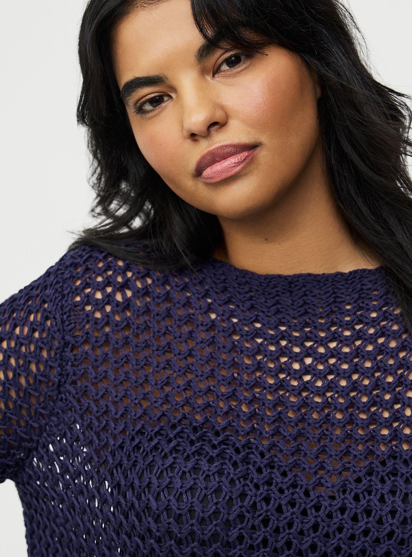 Open Stitch Pullover Shrug, PEACOAT, alternate