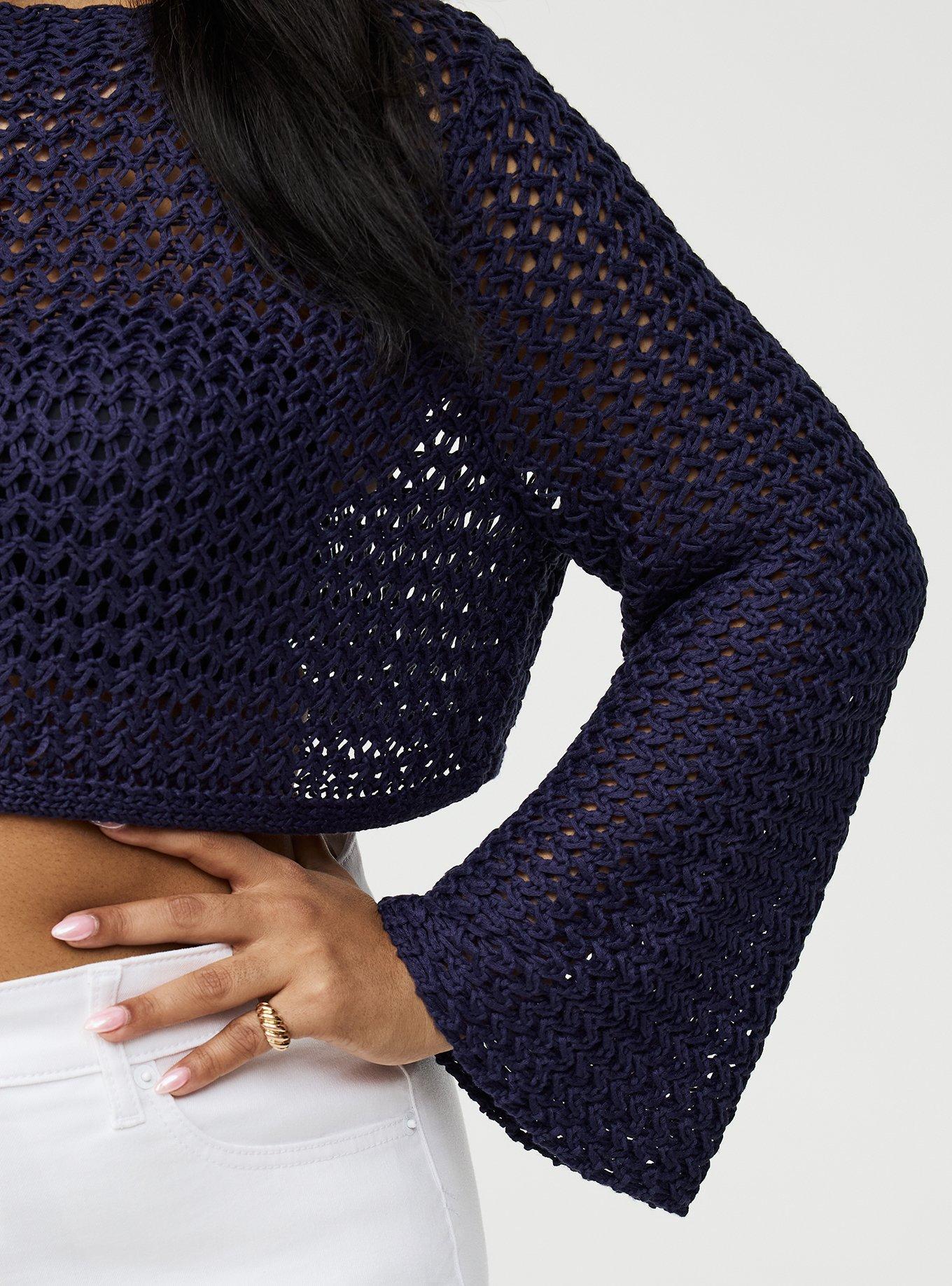 Open Stitch Pullover Shrug, PEACOAT, alternate