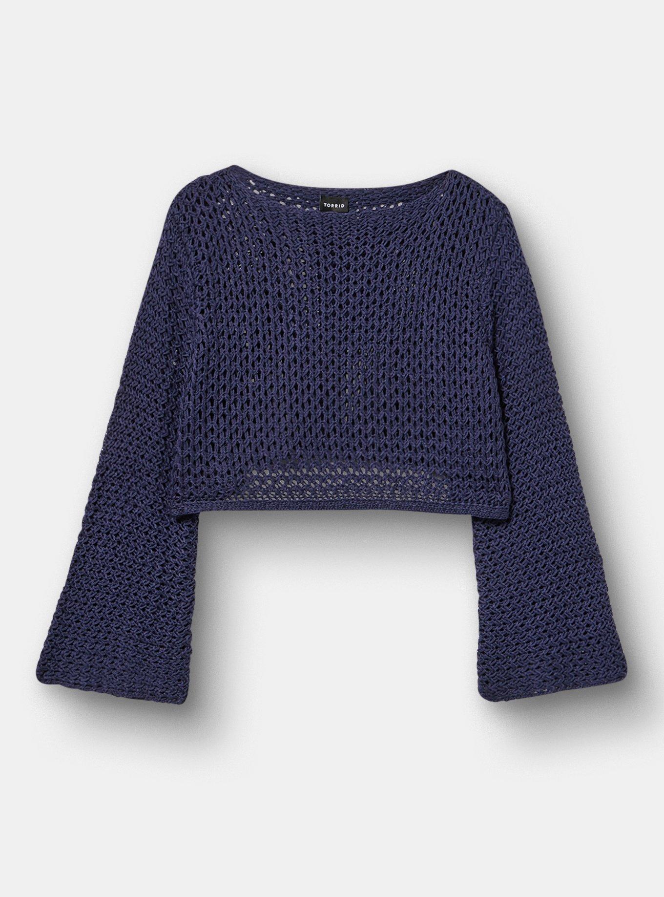 Open Stitch Pullover Shrug, PEACOAT, hi-res