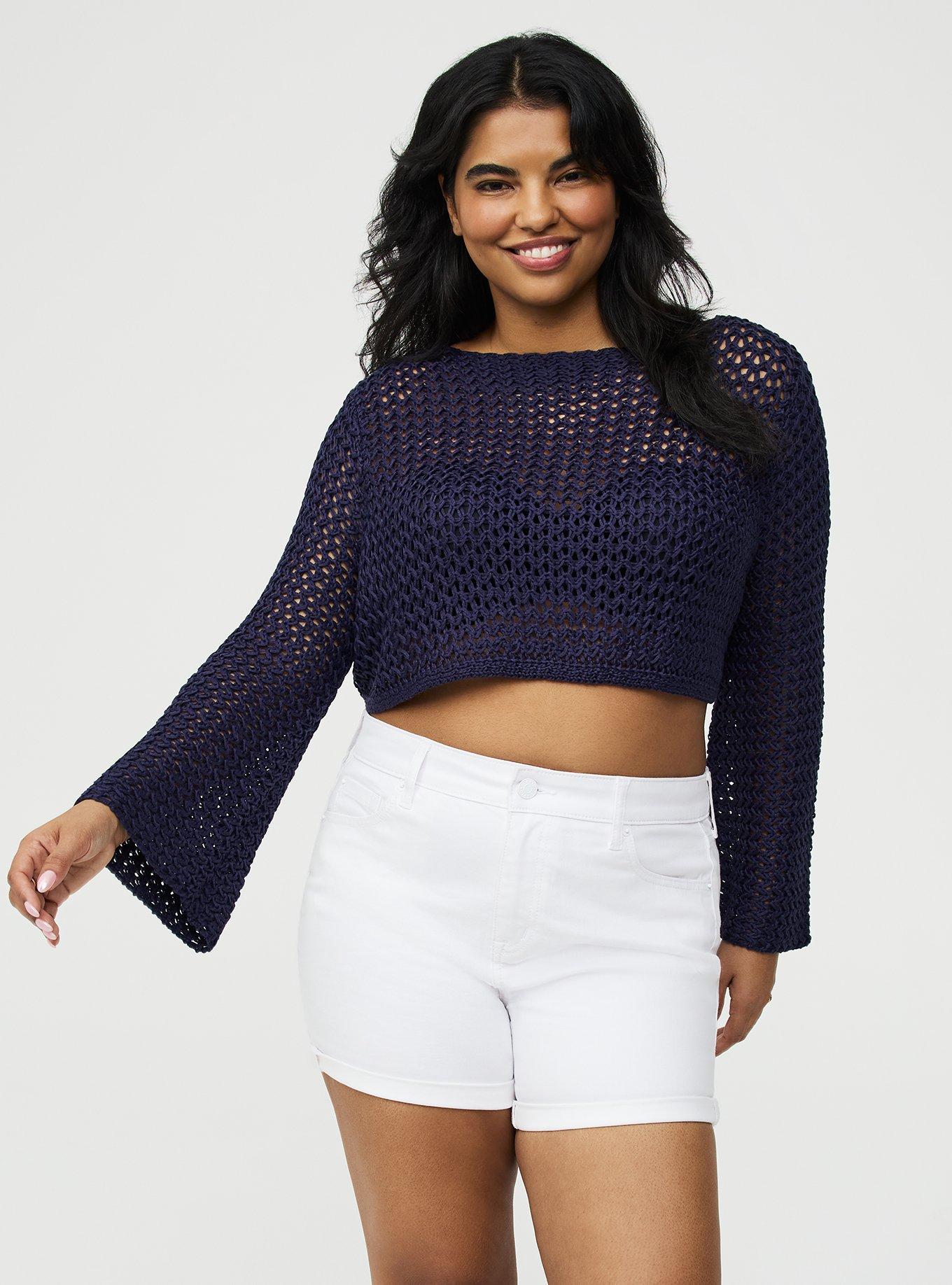 Open Stitch Pullover Shrug, PEACOAT, hi-res