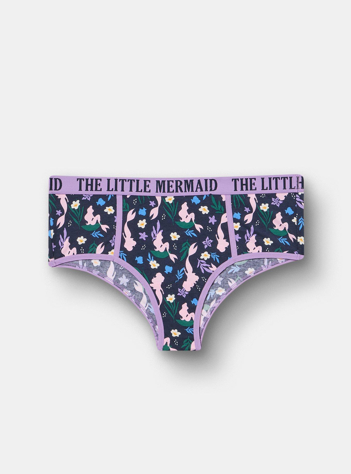 Plus Size Little Mermaid Mid-Rise Cotton Cheeky Panty, MULTI, hi-res