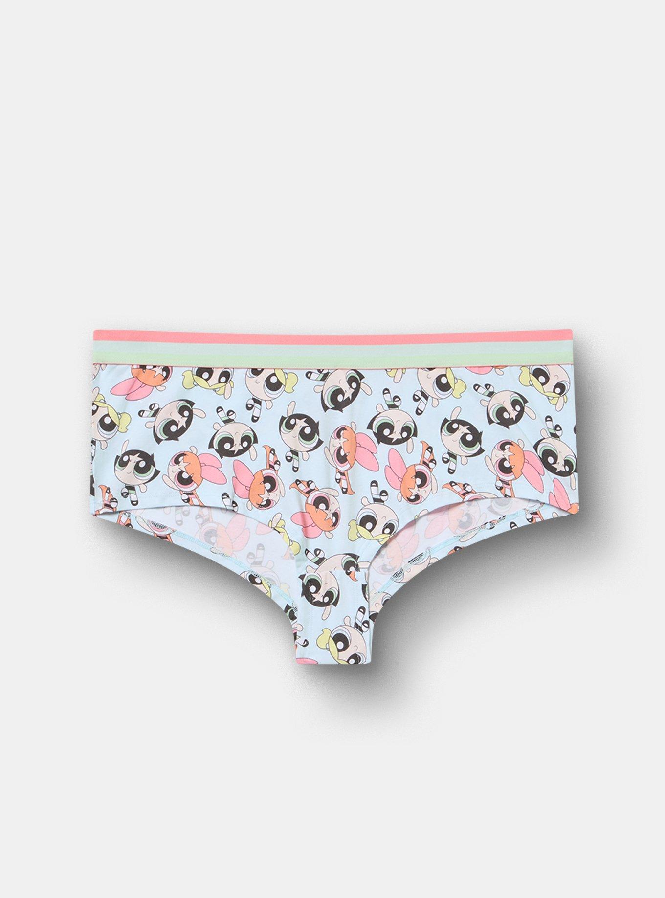 Plus Size Powerpuff Girls Mid-Rise Cotton Boyshort Panty, MULTI, hi-res