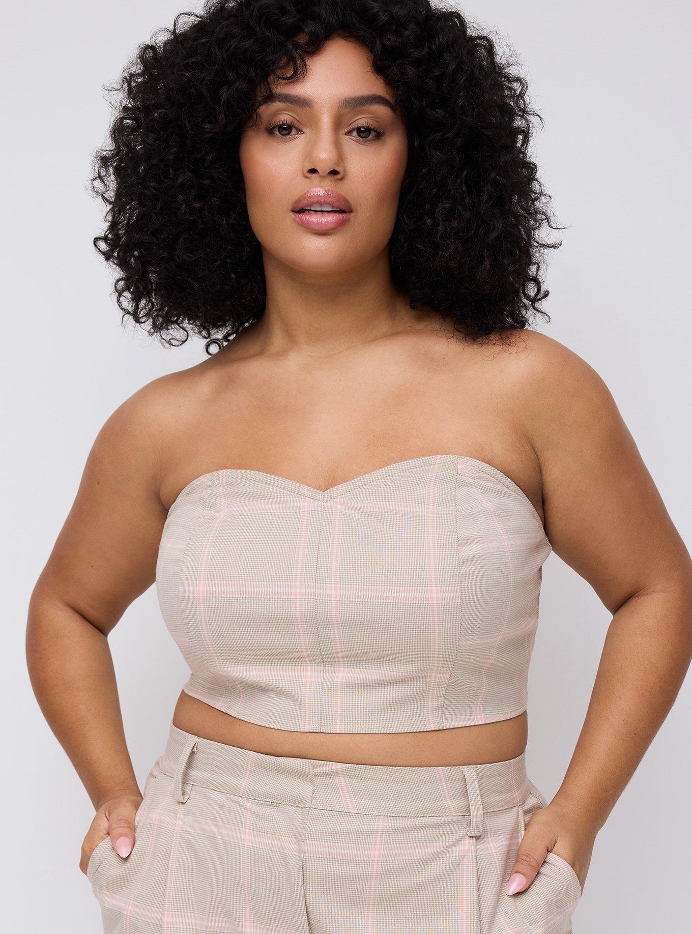 Studio Convertible Bandeau Top, DARIA PLAID PINK SILVER MINK, alternate