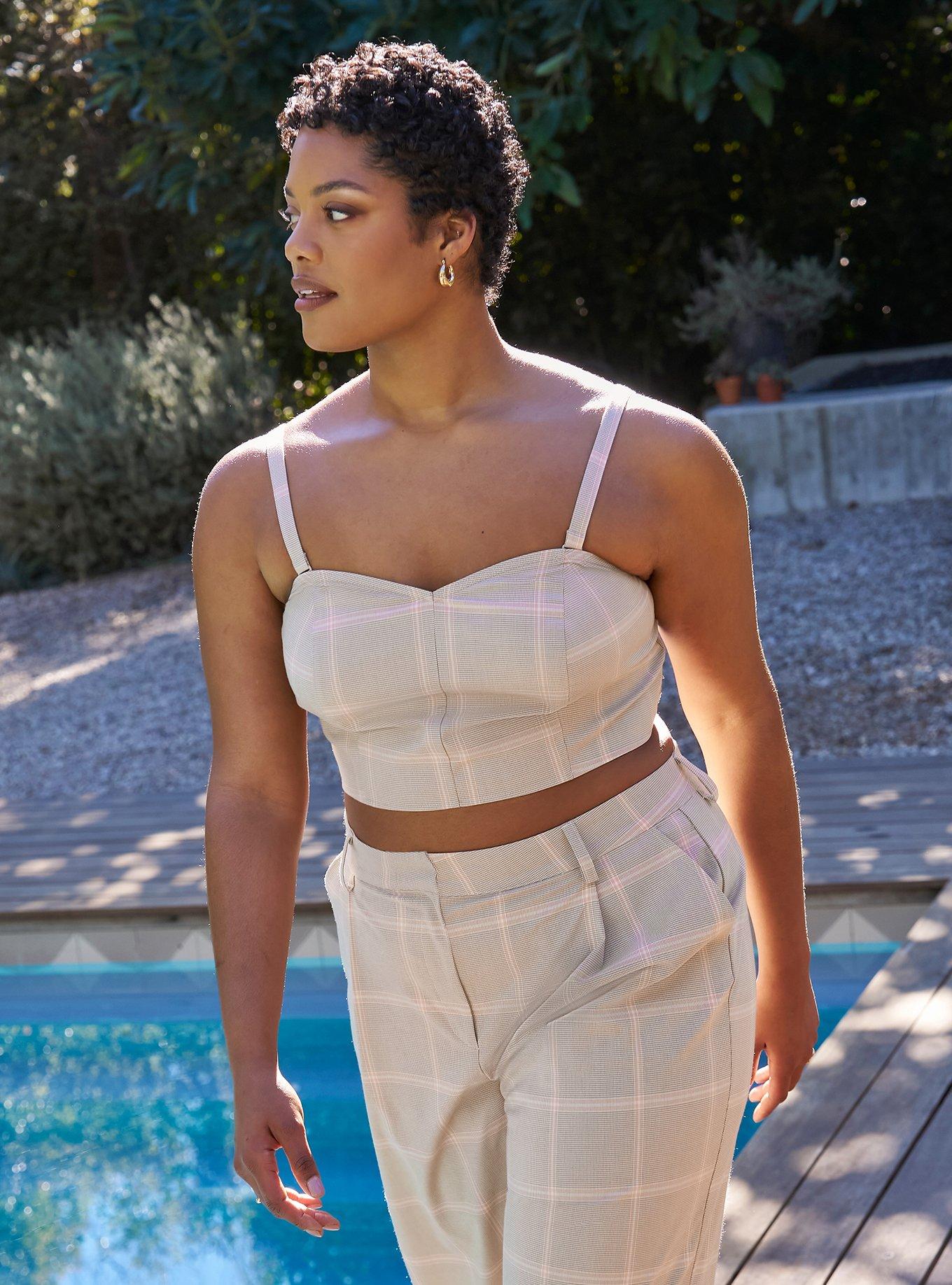 Studio Convertible Bandeau Top, DARIA PLAID PINK SILVER MINK, hi-res