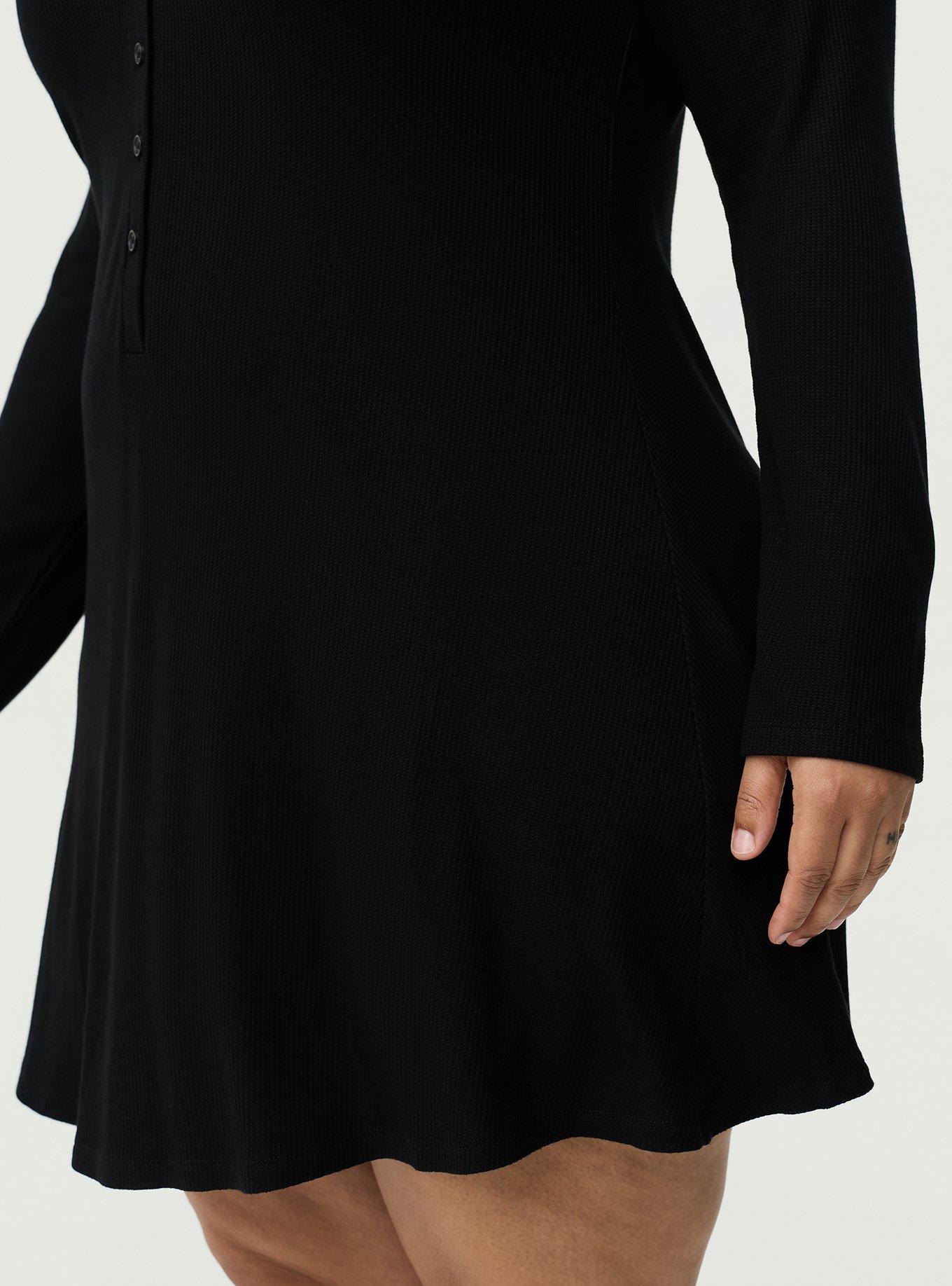 Baby Waffle Sleep Henley Gown, DEEP BLACK, alternate