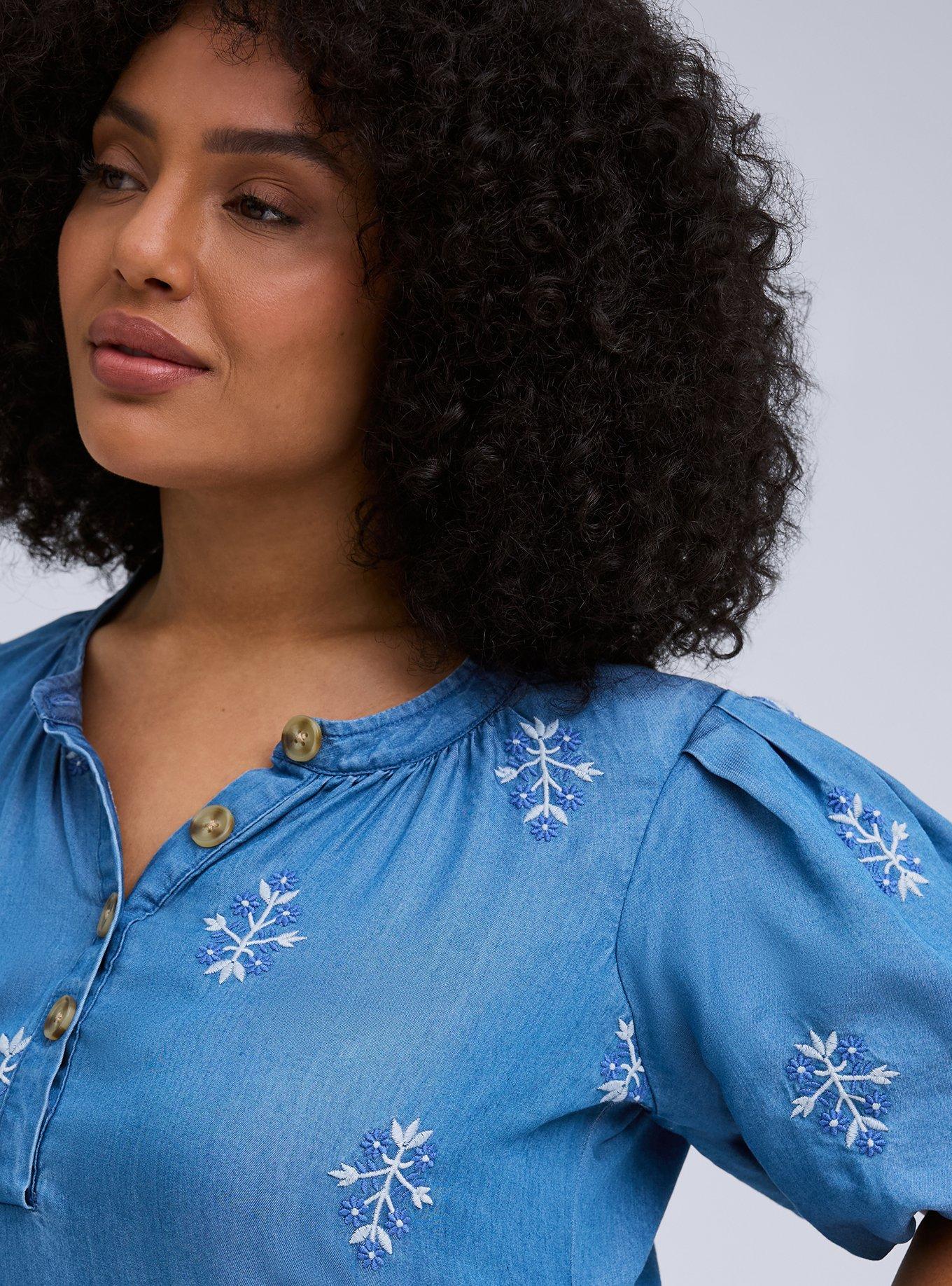 Belle Isle Embroidered Chambray Mini Dress, PRIM MEDALLION CHAMBRAY, alternate