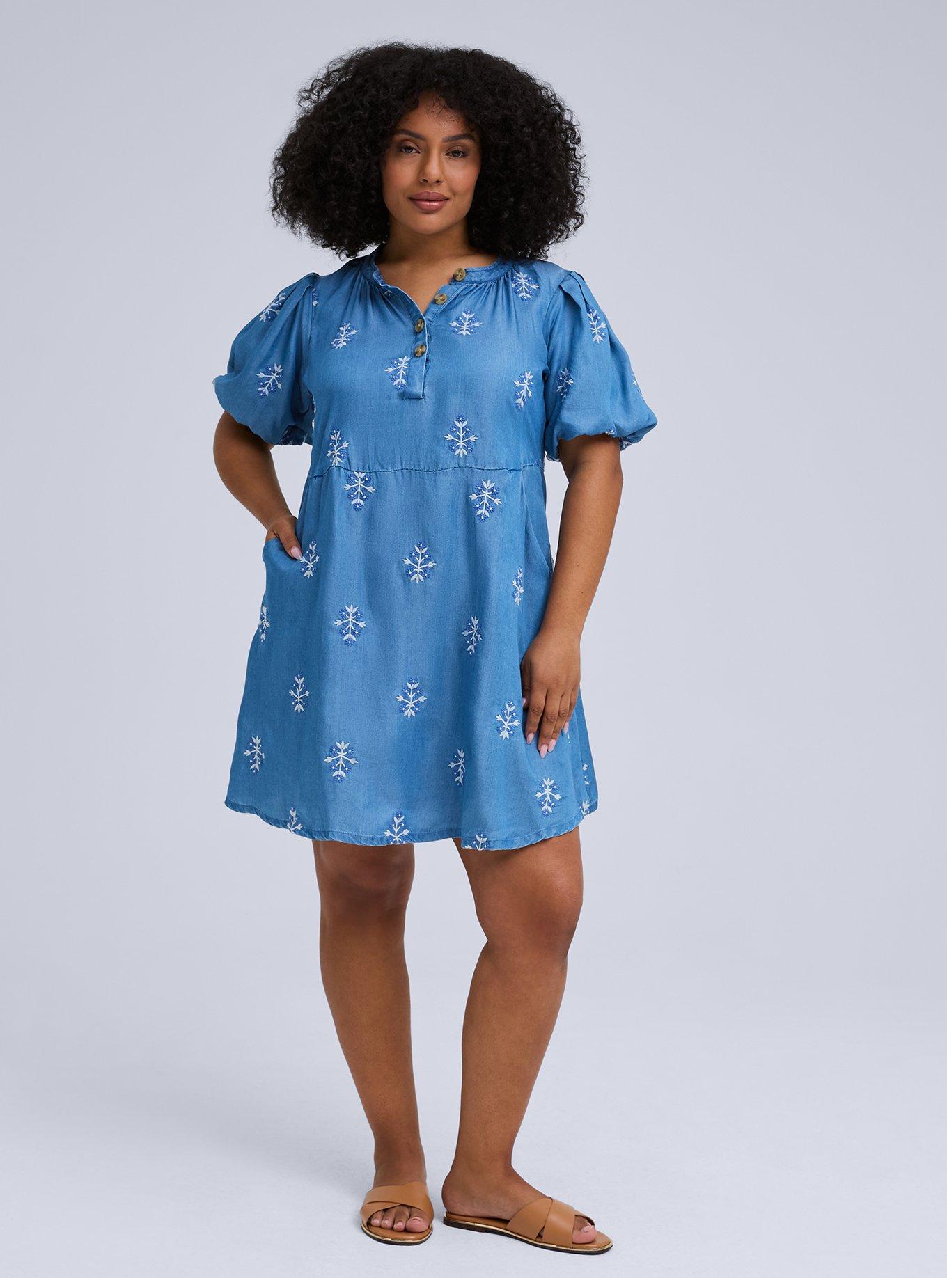 Belle Isle Embroidered Chambray Mini Dress, PRIM MEDALLION CHAMBRAY, hi-res