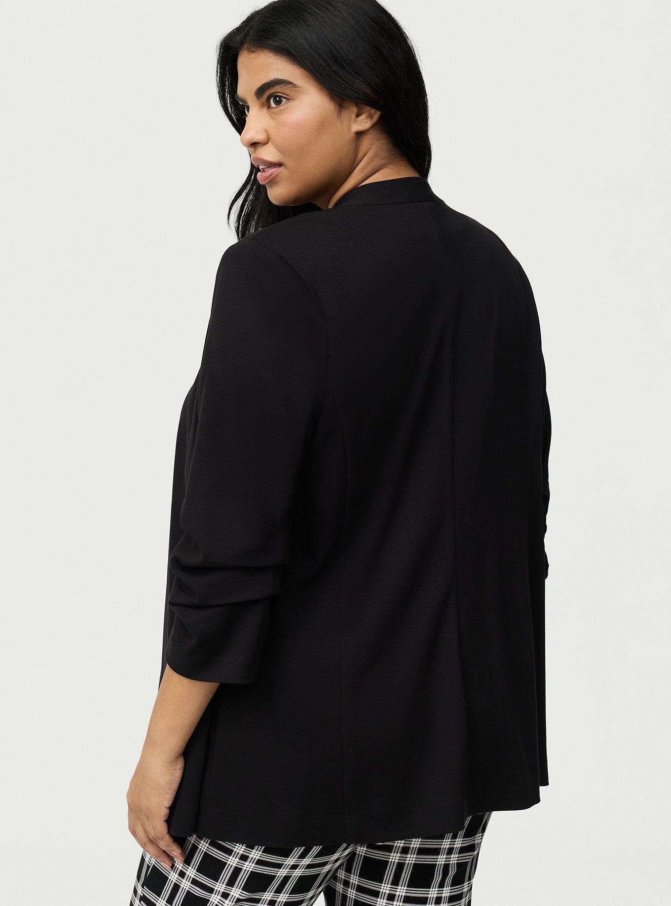 Open Front Ponte Blazer, DEEP BLACK, alternate