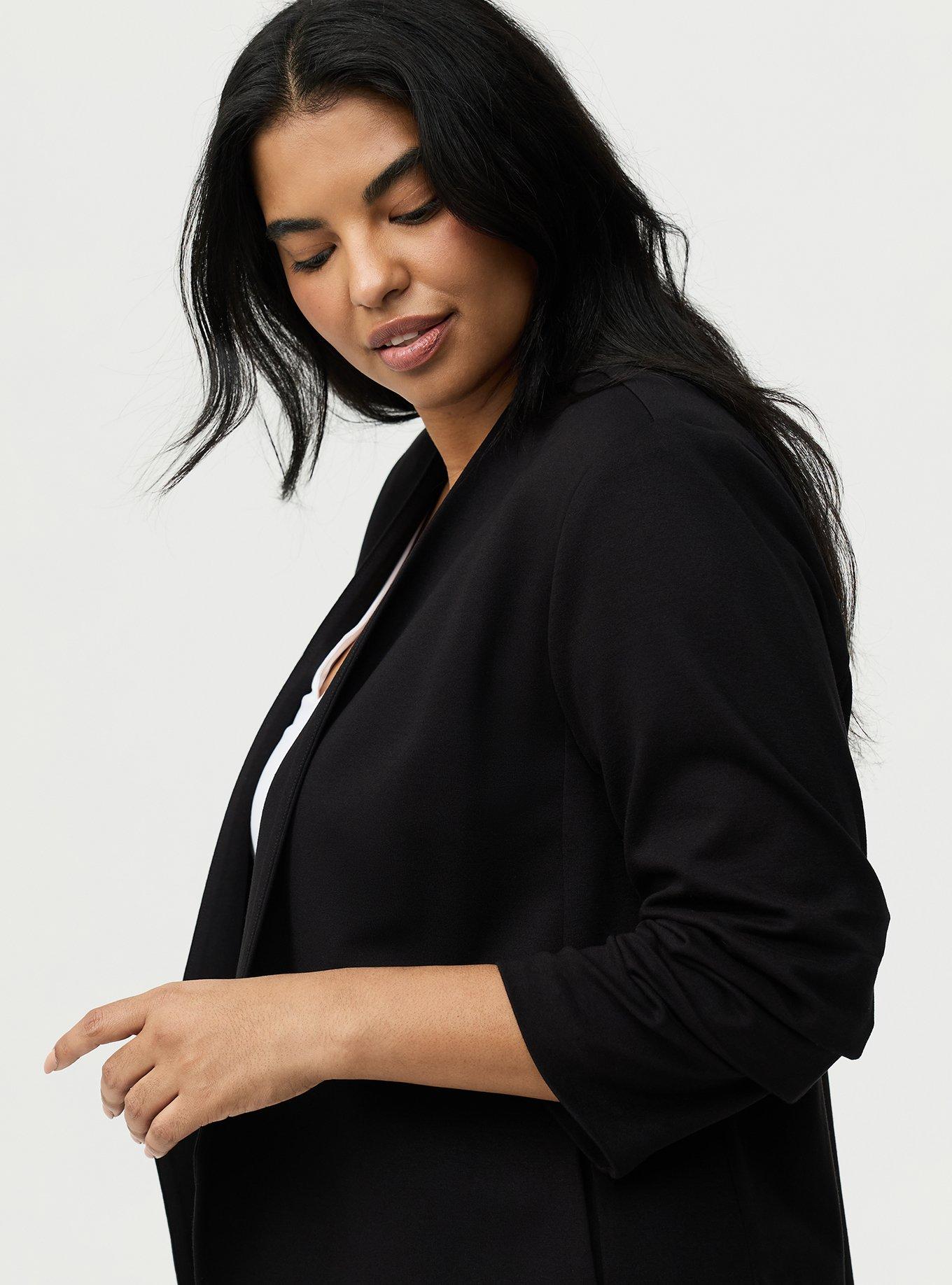 Open Front Ponte Blazer, DEEP BLACK, alternate