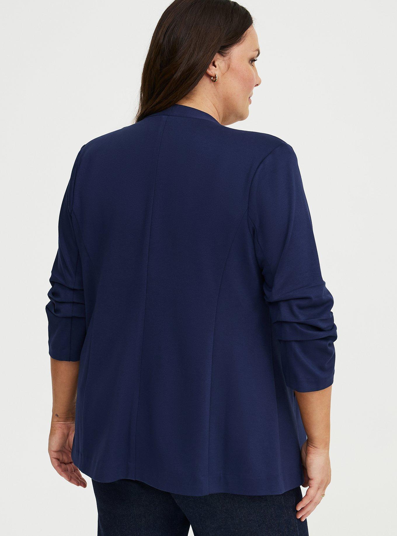 Open Front Ponte Blazer, PEACOAT, alternate